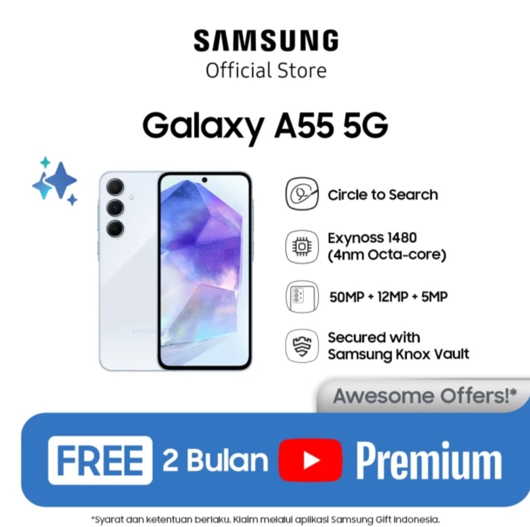 SAMSUNG GALAXY A55 5G GARANSI RESMI RAM 8 Harga  5,999,000 Ringgit*Penghantaran Percuma
