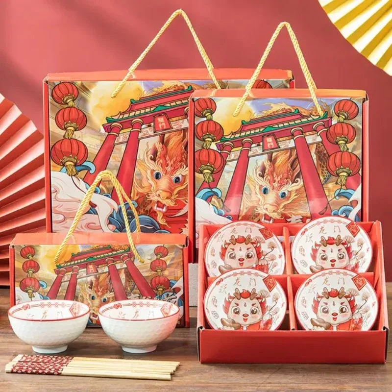 Mangkok Keramik Imlek SET Chinese NEW Year Giftbox Bowl With Chopsticks / Parcel CNY