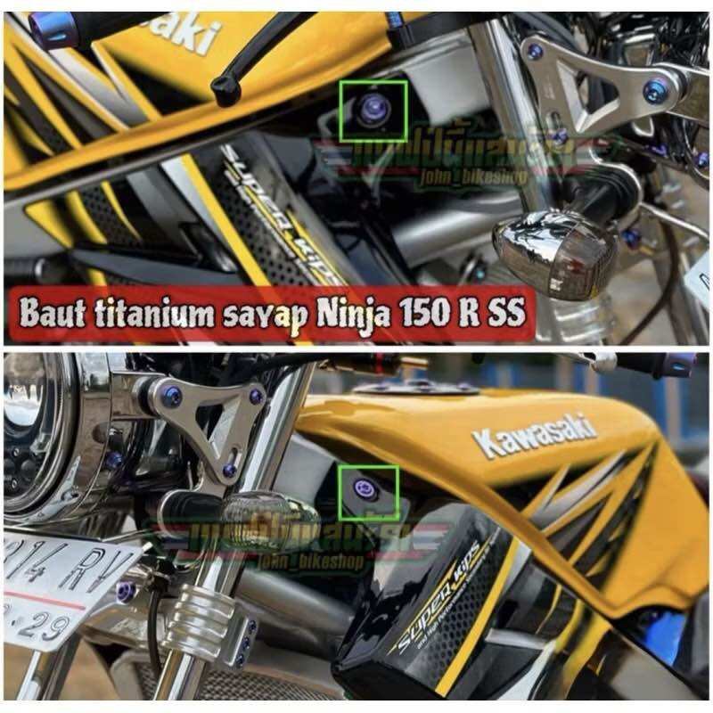 (1 Bolt) Titanium Fairing Bolt or Body Wing Bolt for Ninja 150 R Ss Original Titanium Vietnam Harga 13,550 rupiah*Gratis Ongkir