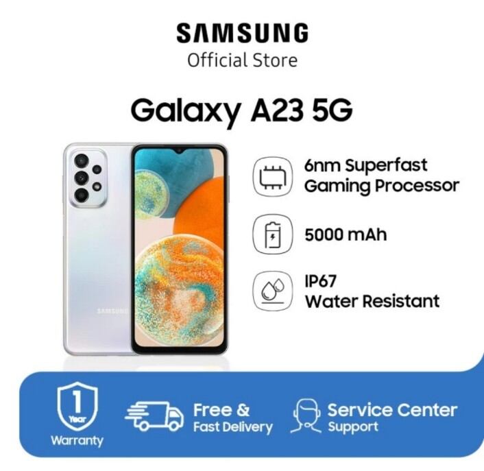 SAMSUNG A23 5G RAM 8/128 GB GARANSI RESMI 1 TAHUN ORIGINAL BISA KREDIVO / PAYLATER Giá 3,395,000 Đồng*Miễn phí vận chuyển