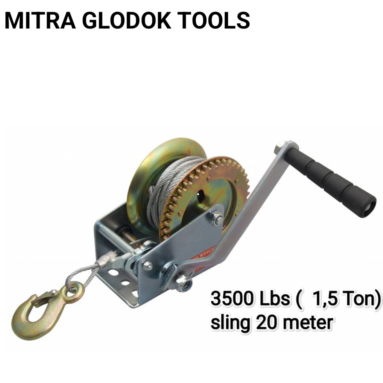 Hand winch kapasitas 1,5 Ton Katrol sling baja 3500 lbs wire rope winch gear winch SAP katrol