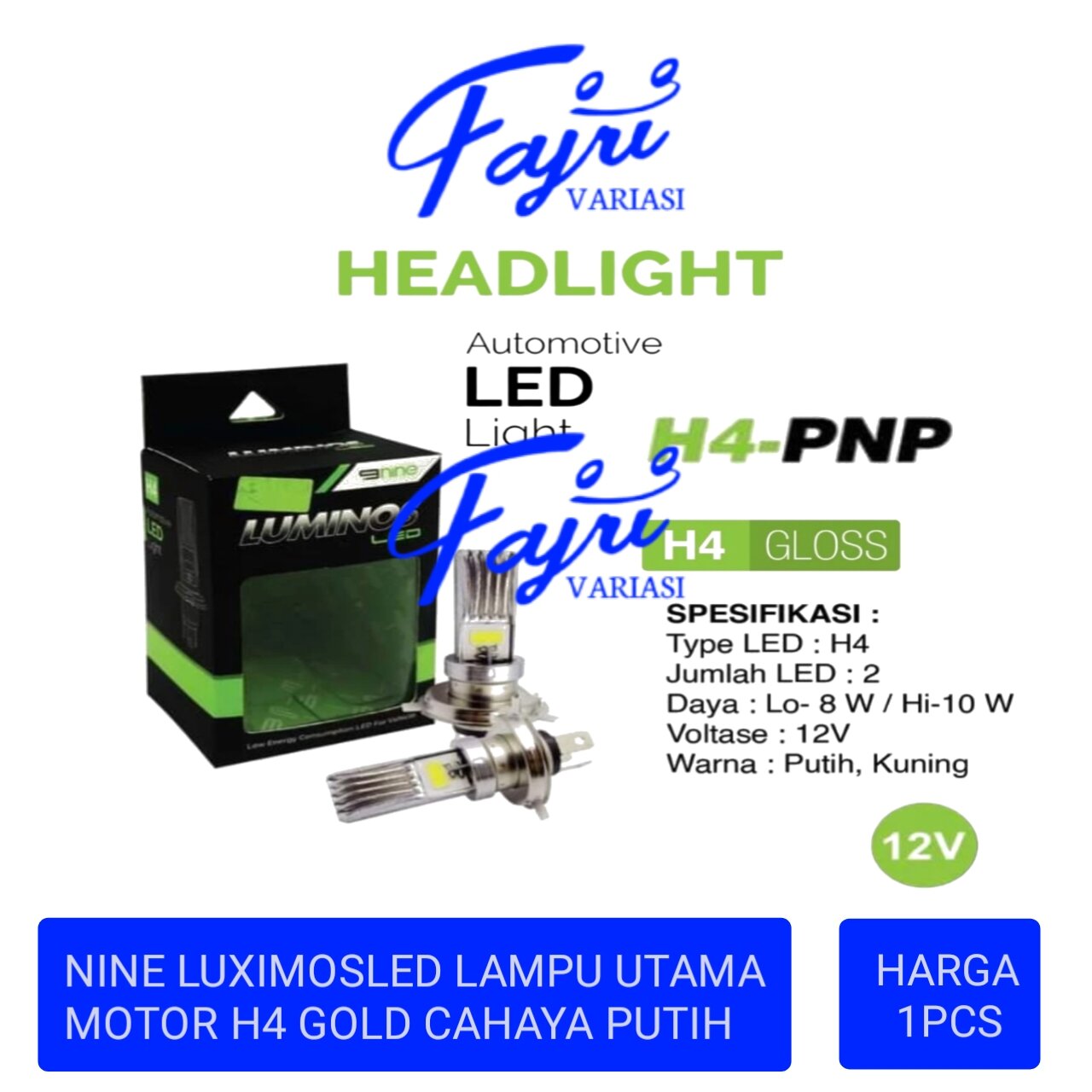 Nine Luminos H Cob Lg Lampu Utama Led Motor Ac Dc Hi Low Putih Tinggal Pasang Super Terang