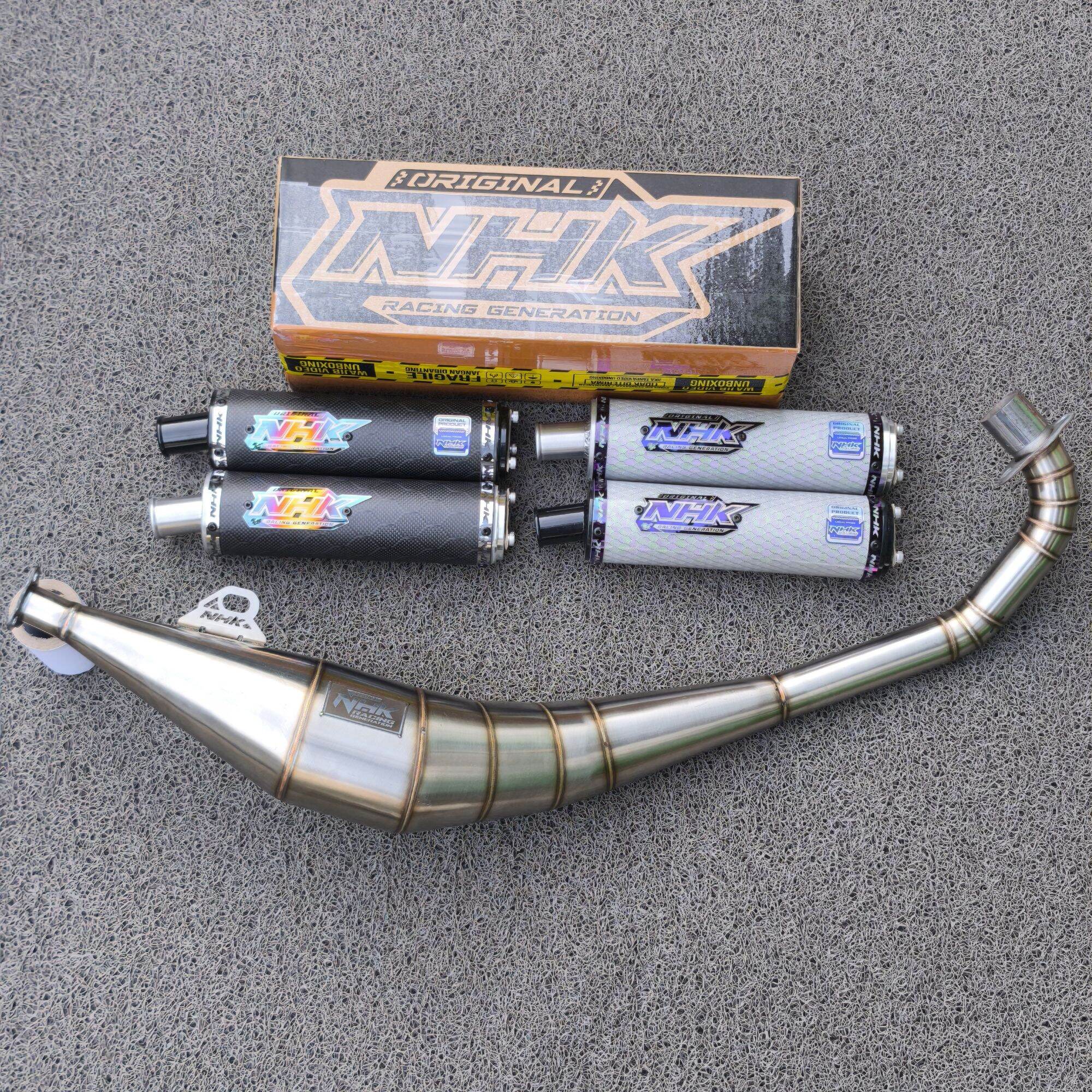 Exhaust NHK carbon Satria shark dolphin 2 stroke stainless crisp sound Harga 1,100,000 rupiah*Gratis Ongkir