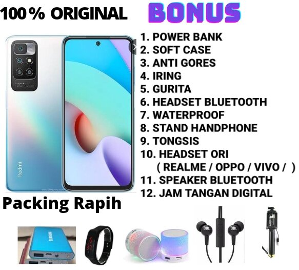 REDMI 10 RAM 6/128 GB GARANSI RESMI Harga  1,950,000 Ringgit*Penghantaran Percuma