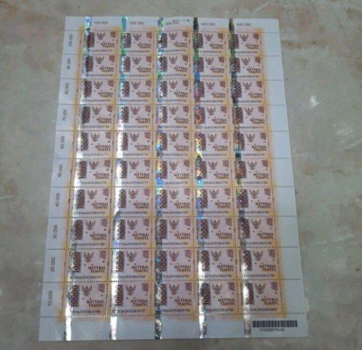 Materai Sepuluh Ribu Asli Bukan Copotan Isi 50 Keping