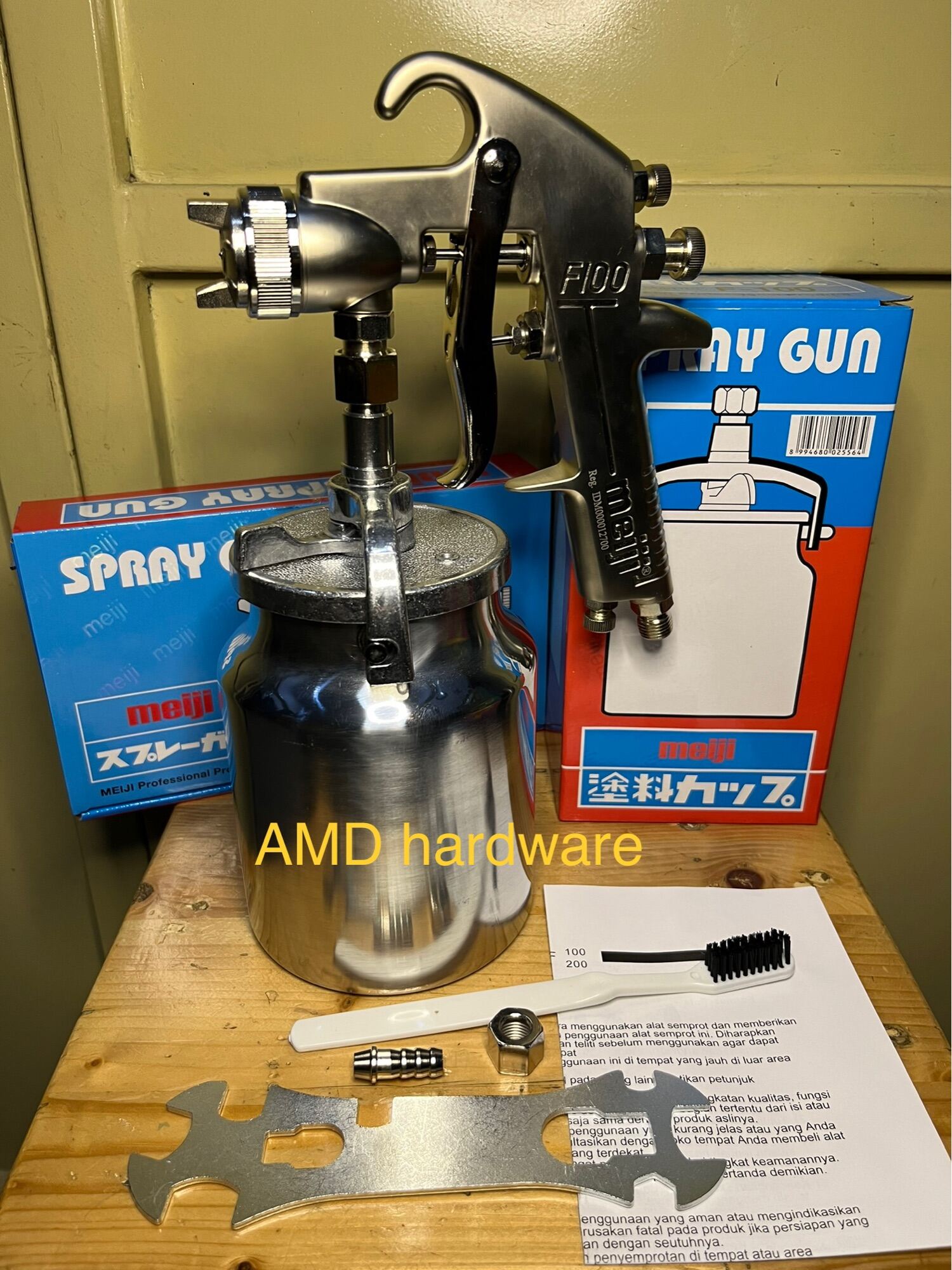 SPRAY GUN MEIJI F100 TABUNG BAWAH 1000ML SPET SEMPROTAN CAT KOMPRESOR