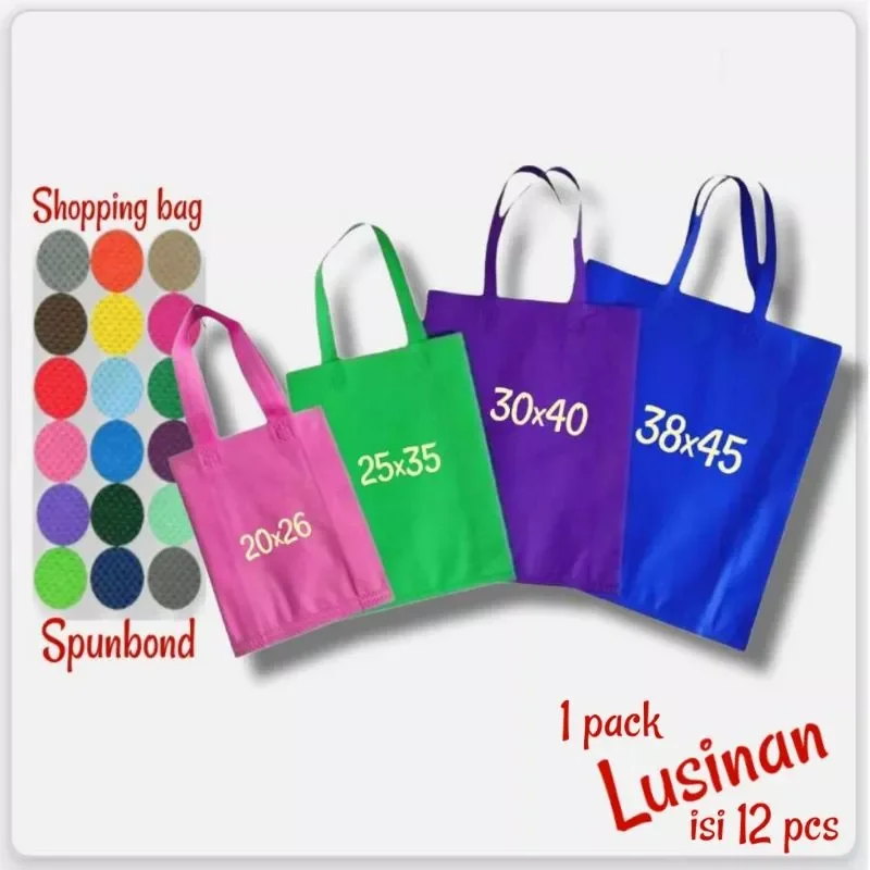12 pcs) Goodie bag TEBAL tas spunbond Handle Lipat Samping (HLS) ukuran JUMBO BESAR SEDANG dan KECIL S ( 20x30x10) M ( 25x35x10)L ( 30x40x10)XL ( 38x45x10 ) S ( 20x30x8 ) | tas kain spunbondtas hajatan