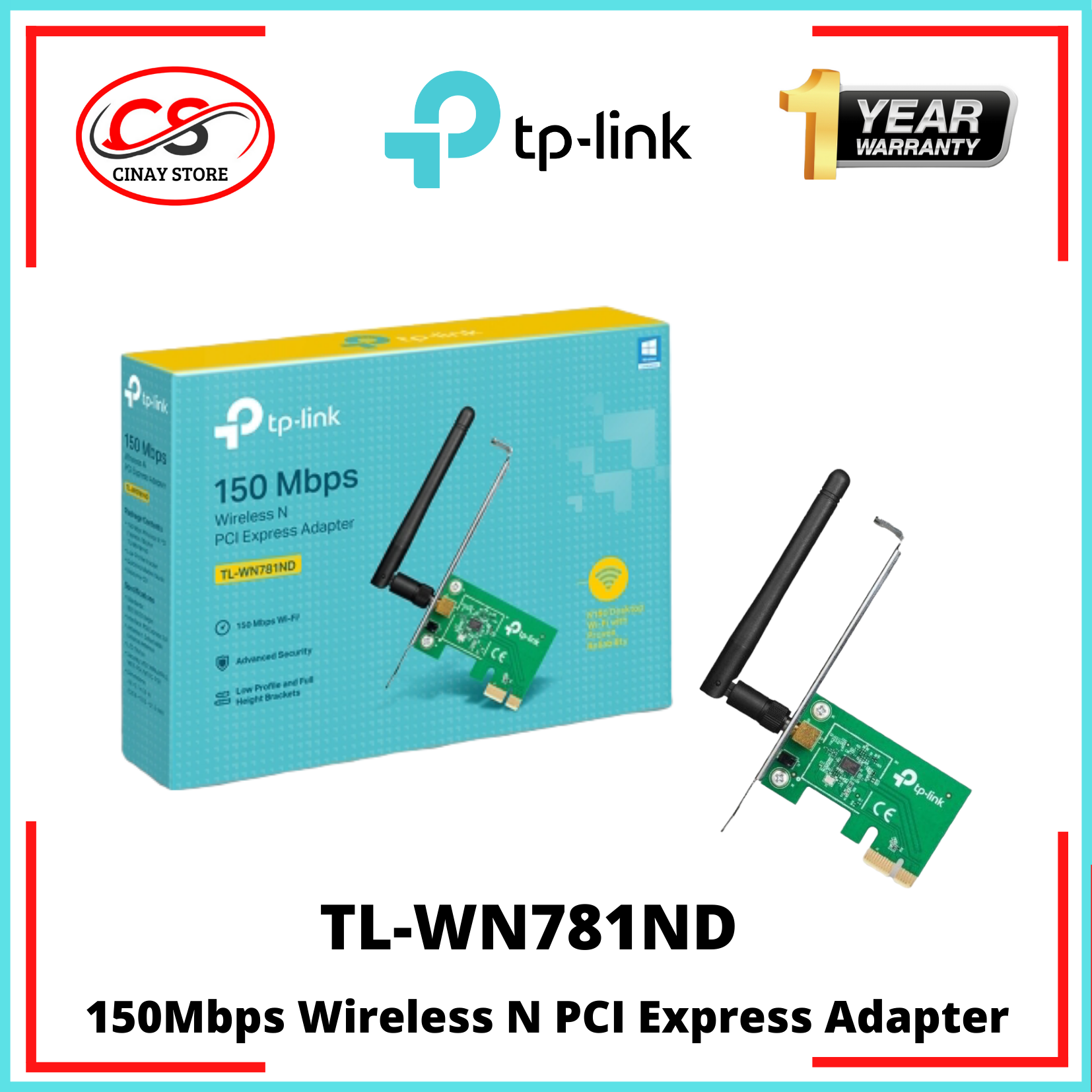 TP-Link TL-WN781ND 150Mbps Wireless N PCI Express Adapter Ethernet ...