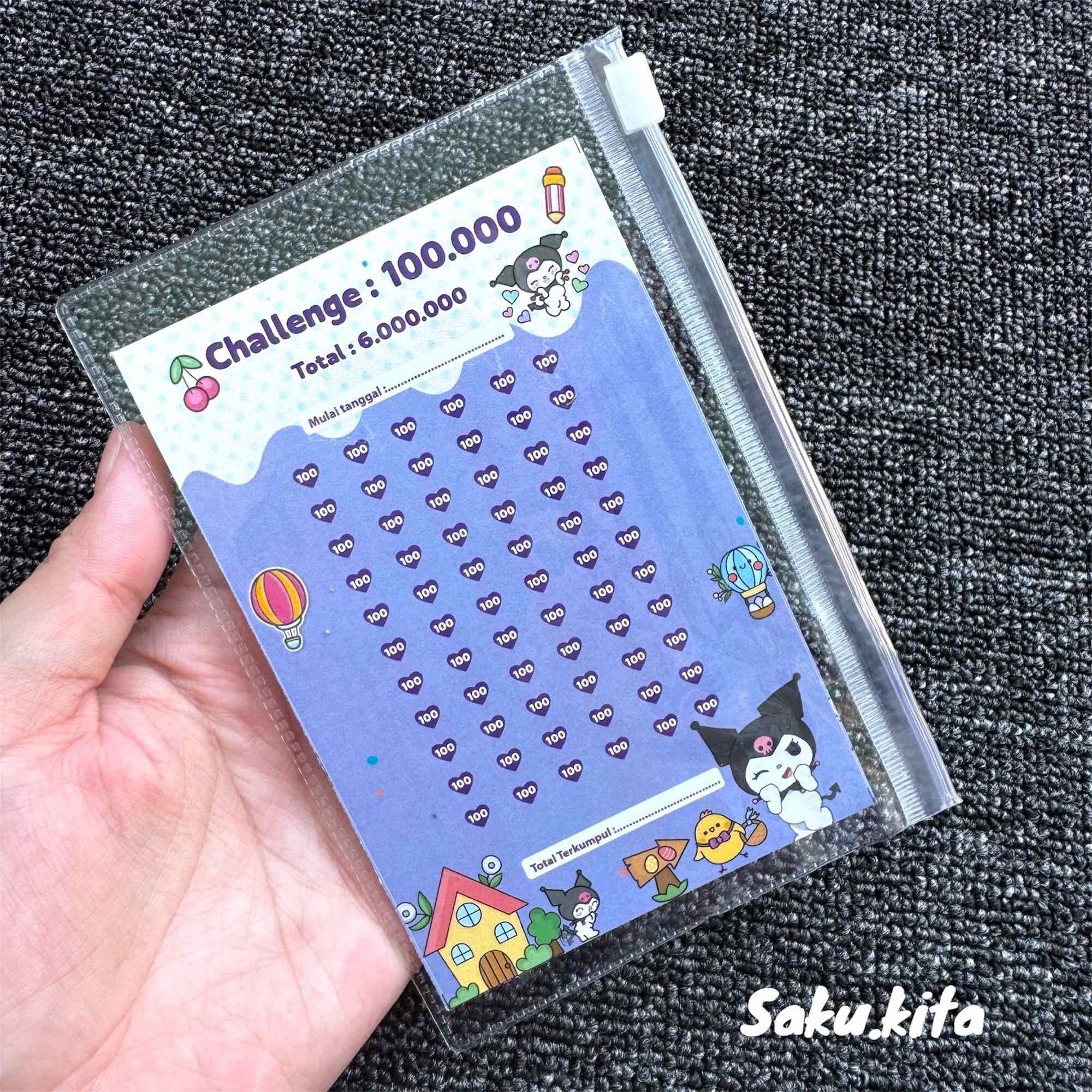Kertas challenge Nabung KUROMI with ziplock