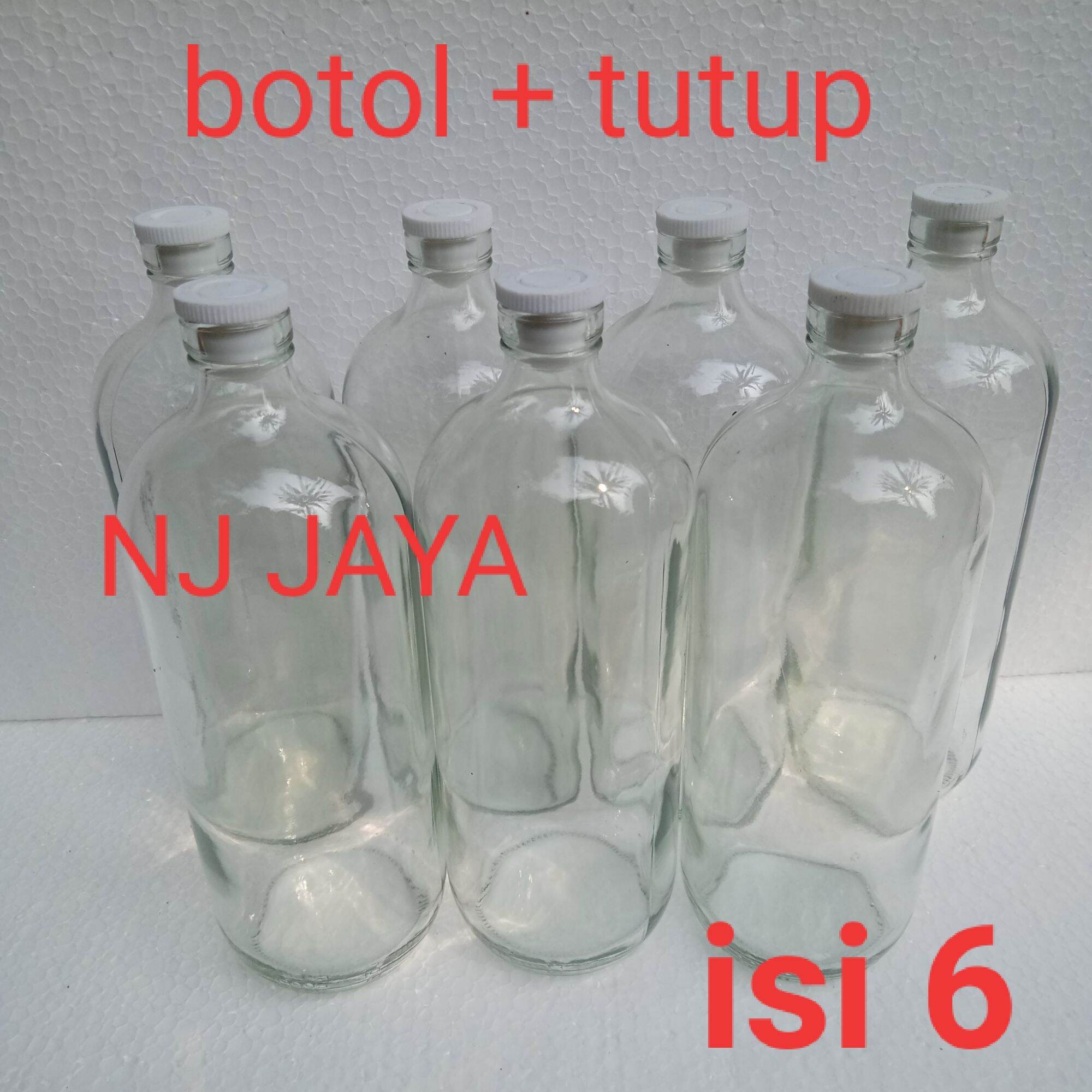 PAKET ISI 10 pcs botol jamu kaca 1 Liter / botol jamu kaca 1 liter baru ...