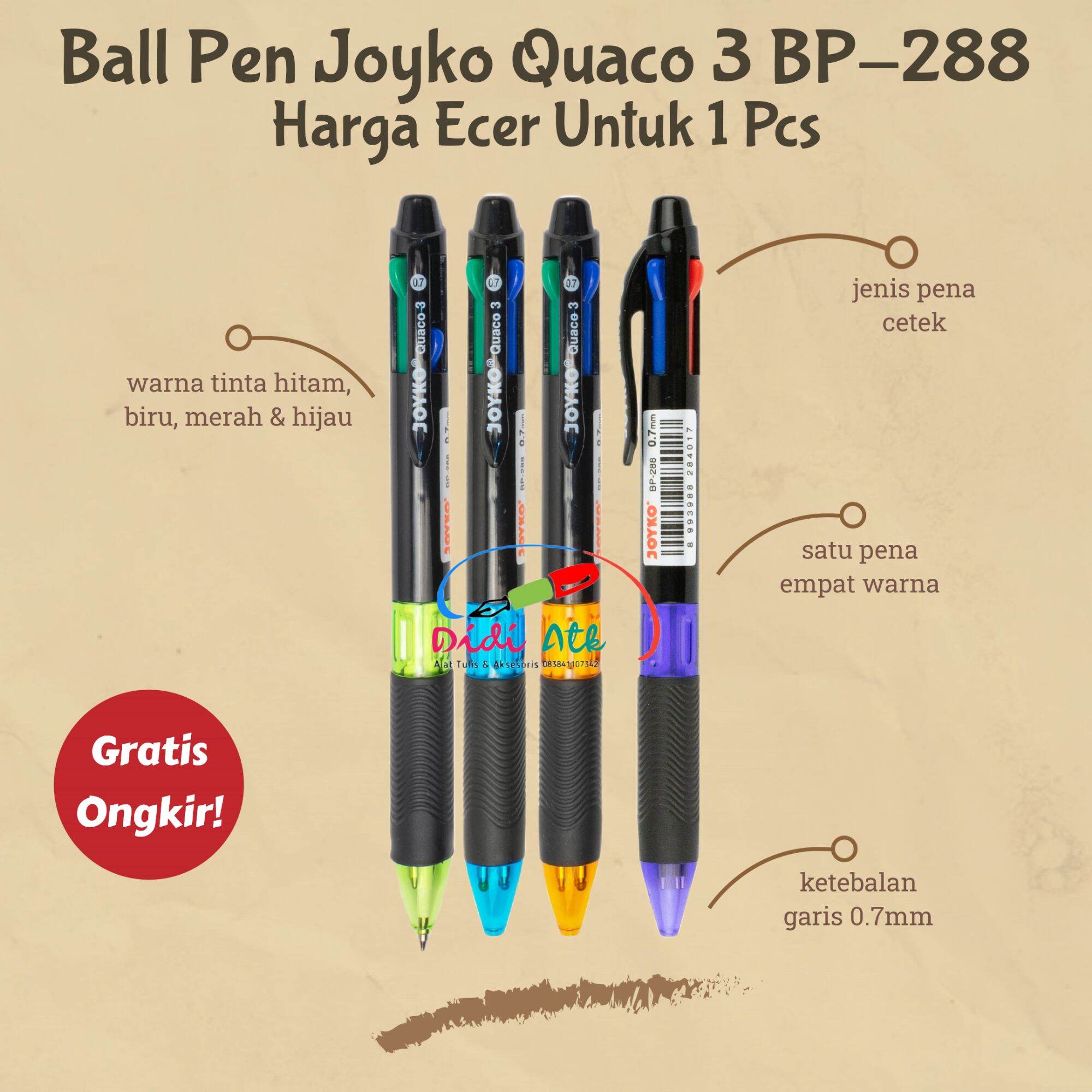 Ball Pen Pulpen Pena Joyko Bp Quaco Mm Warna Colors