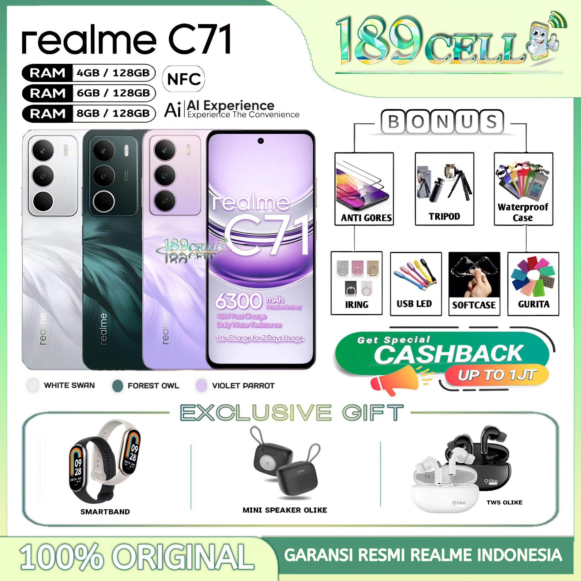 Realme C71 4/128Gb 6/128Gb 8/128Gb - Realme C71 Nfc Official Warranty from Realme Indonesia Giá 1,423,402 Đồng*Miễn phí vận chuyển
