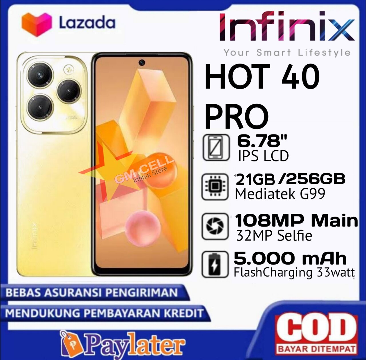 Infinix Hot 40pro NFC Ram 21GB (12 + 9/256 GB. 108mp original authorized warranty hot item!! Giá 1,750,000 Đồng*Miễn phí vận chuyển