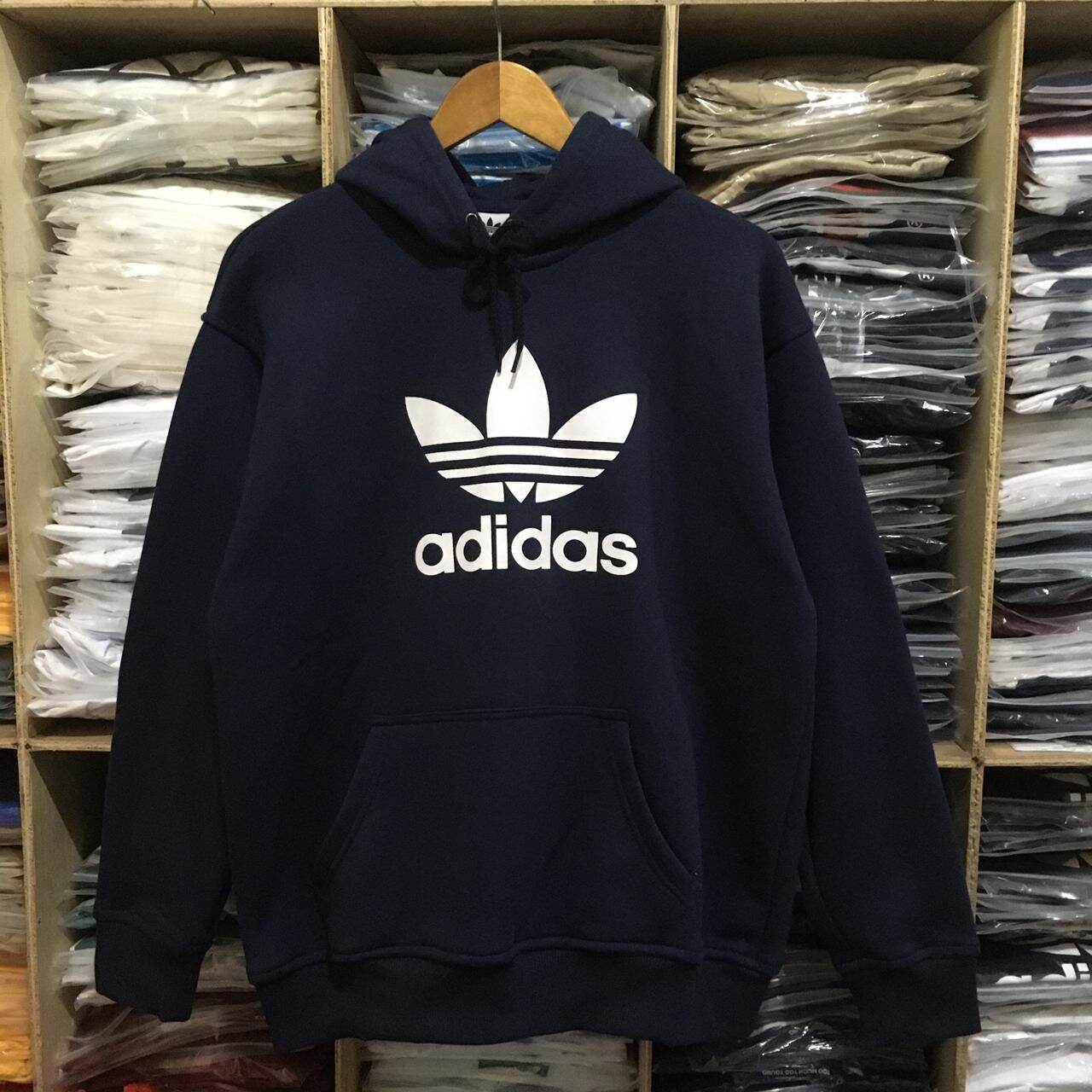 Adidas navy hot sale trefoil hoodie