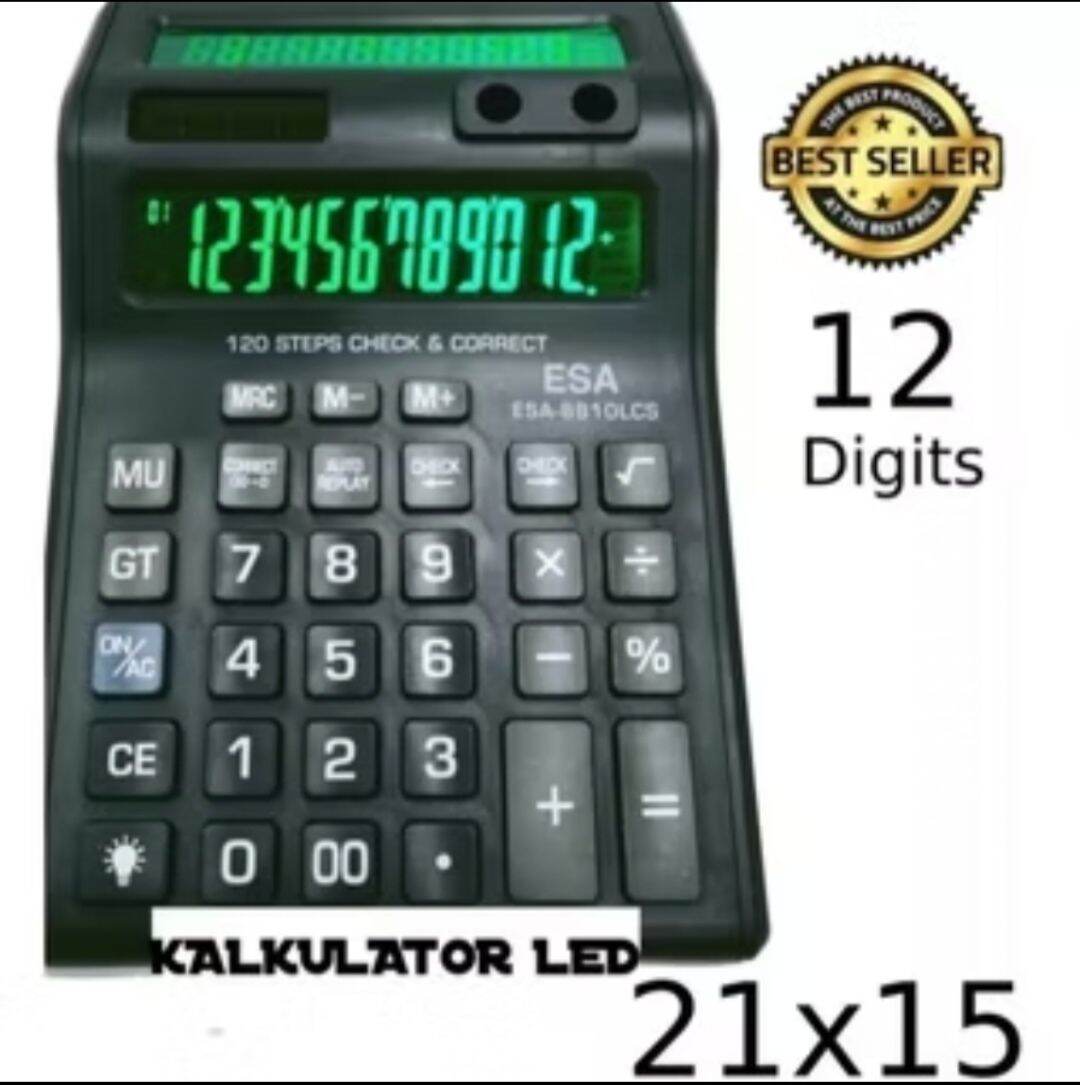 ORIGINAL -KALKULATOR ESA 8810 LCS UKURAN JUMBO 12 DIGITS 2 LAYAR LCD LED/KALKULATOR ESA DUA LAYAR LCD LED
