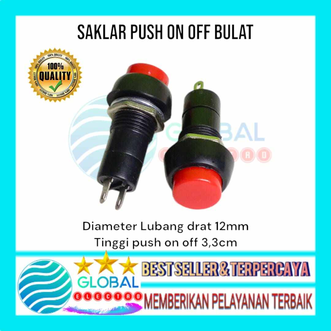 Tombol push on off 2 pin bulat / Saklar push on off bulat 2 kaki ...