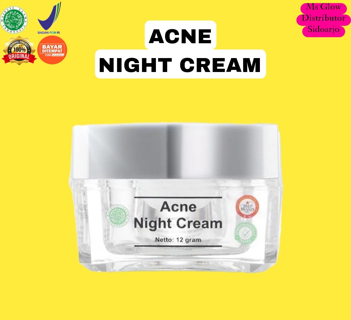 ACNE NIGHT CREAM ORIGINAL Ms Glow / Cream Malam Acne Ms Glow Lazada