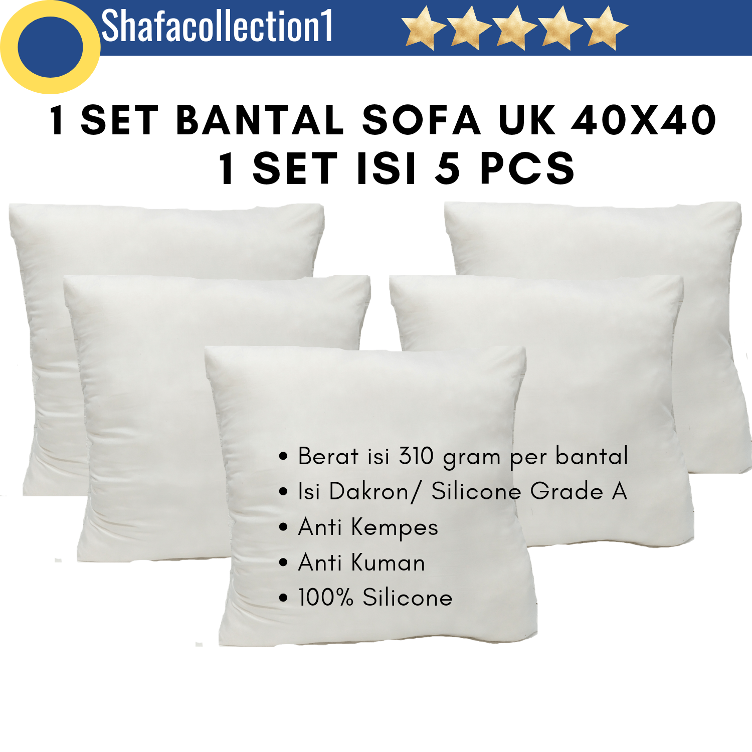 PROMO 1 SET BANTAL SOFA 40X40 ISI 5 PCS READY