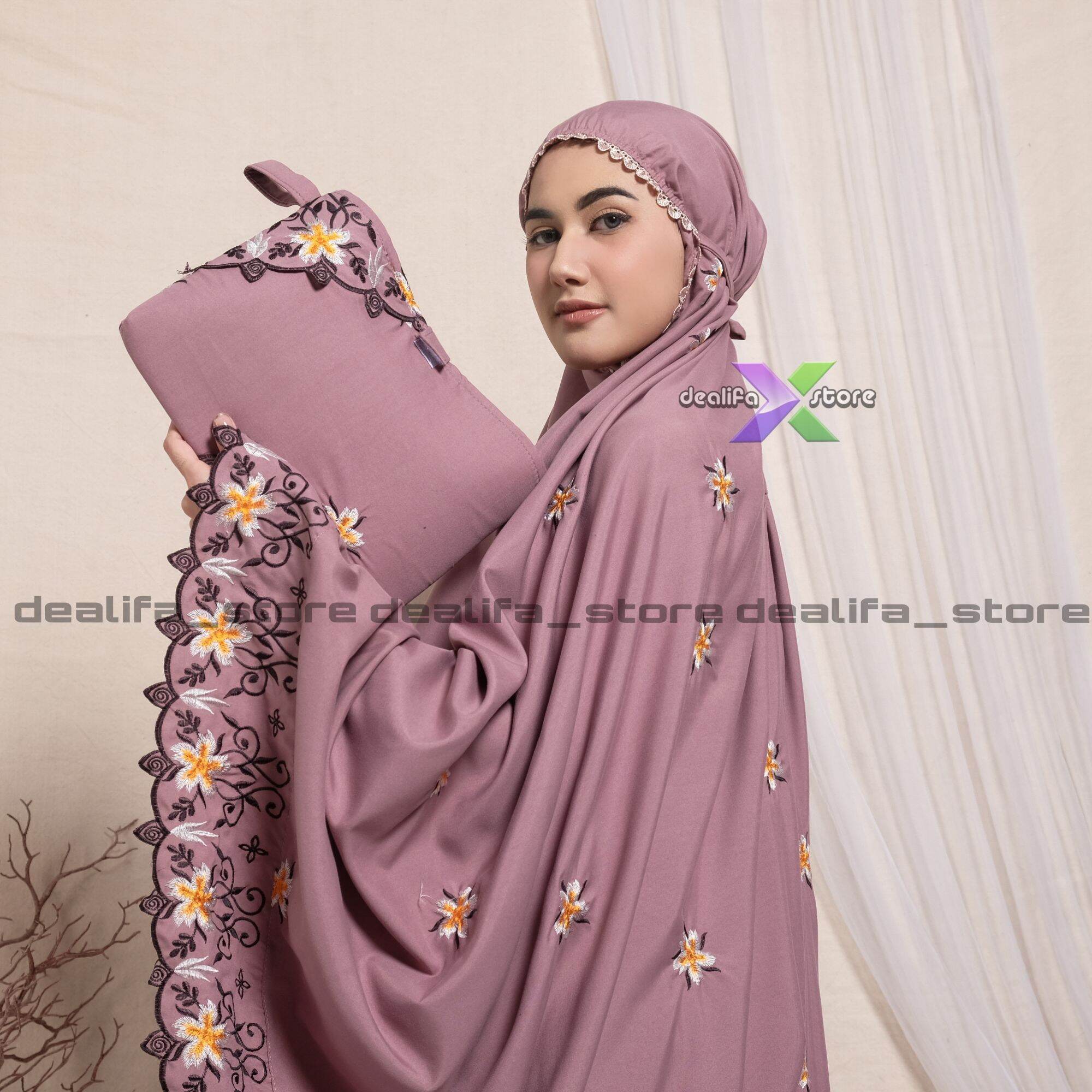 Dealifa - Adult Mukena Cherry Blossom Full Embroidery Premium Cotton