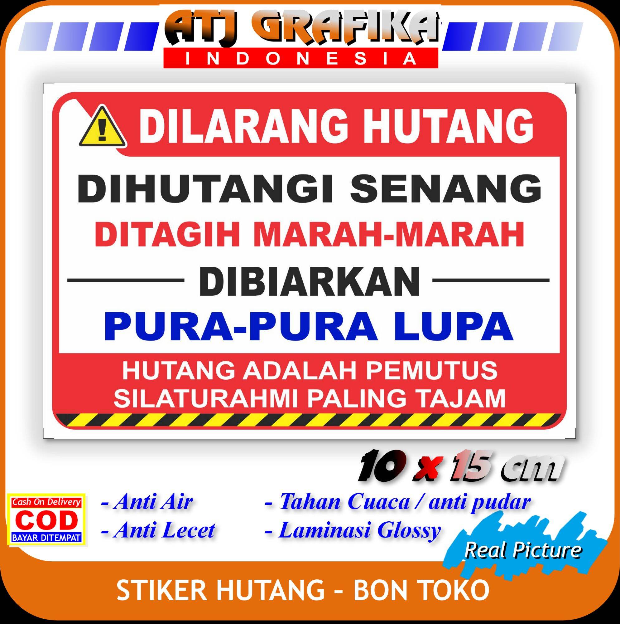 Stiker Baru Dilarang Hutang Anti Ngutang Sticker Uang Pembeli Toko