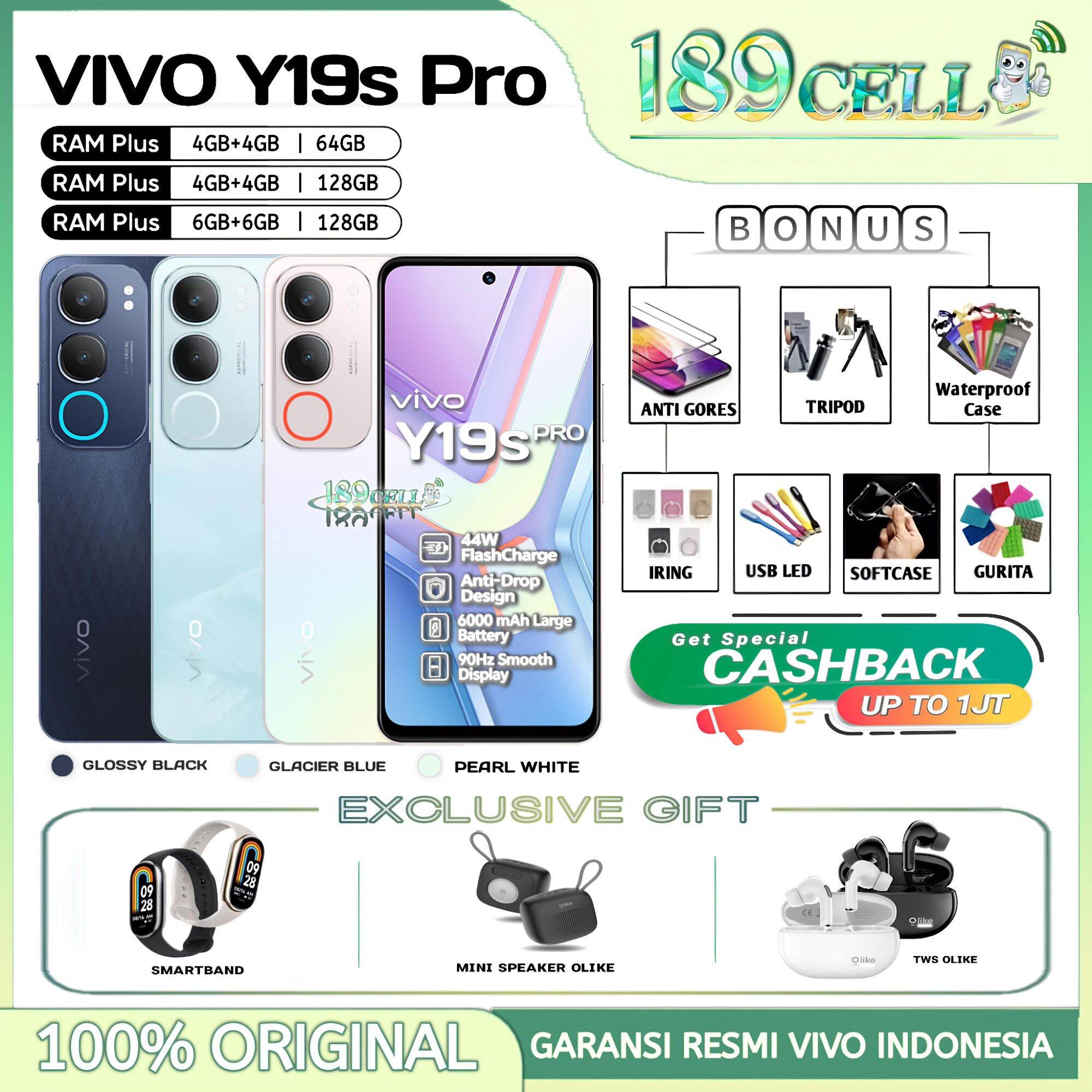 Vivo Y19S Pro 4/64Gb 4/128Gb 6/128Gb - Vivo Y19Spro Official Warranty Vivo Indonesia Giá 1,415,000 Đồng*Miễn phí vận chuyển