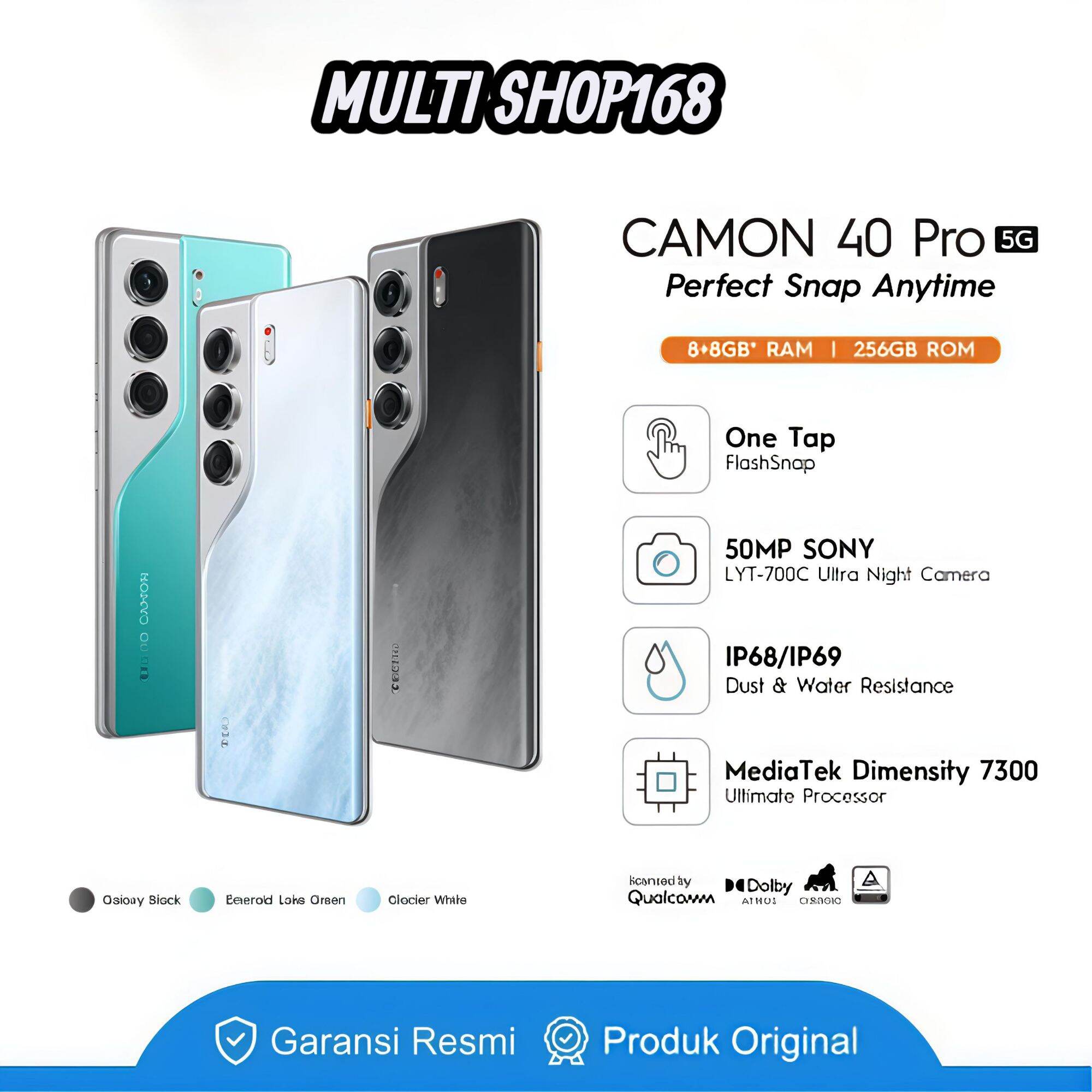 Tecno Camon 40 Pro 5g - 12+12Gb*/256Gb Harga 4,000,000 rupiah*Gratis Ongkir