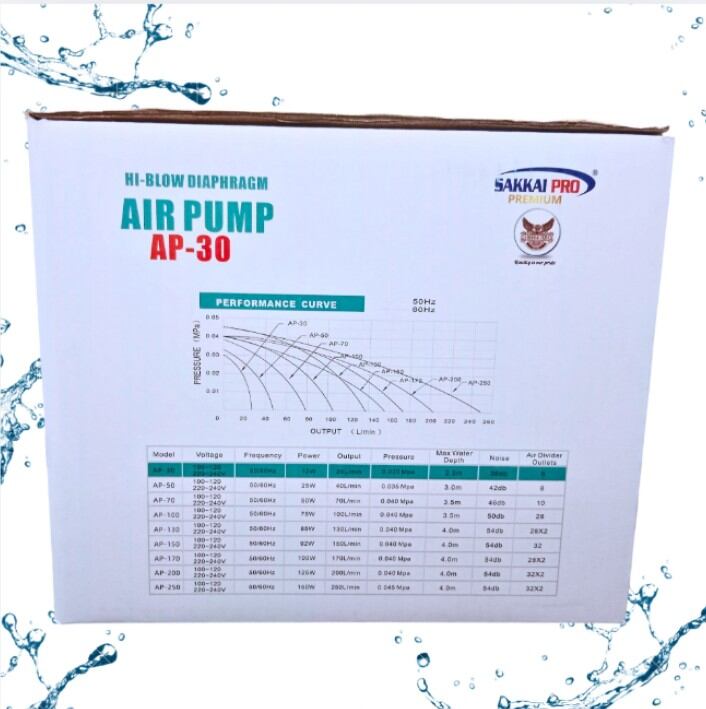 SAKKAI PRO AIRPUMP AP 30 HI BLOW DIAPHRAGM POMPA UDARA AERATOR KOLAM AQUARIUM