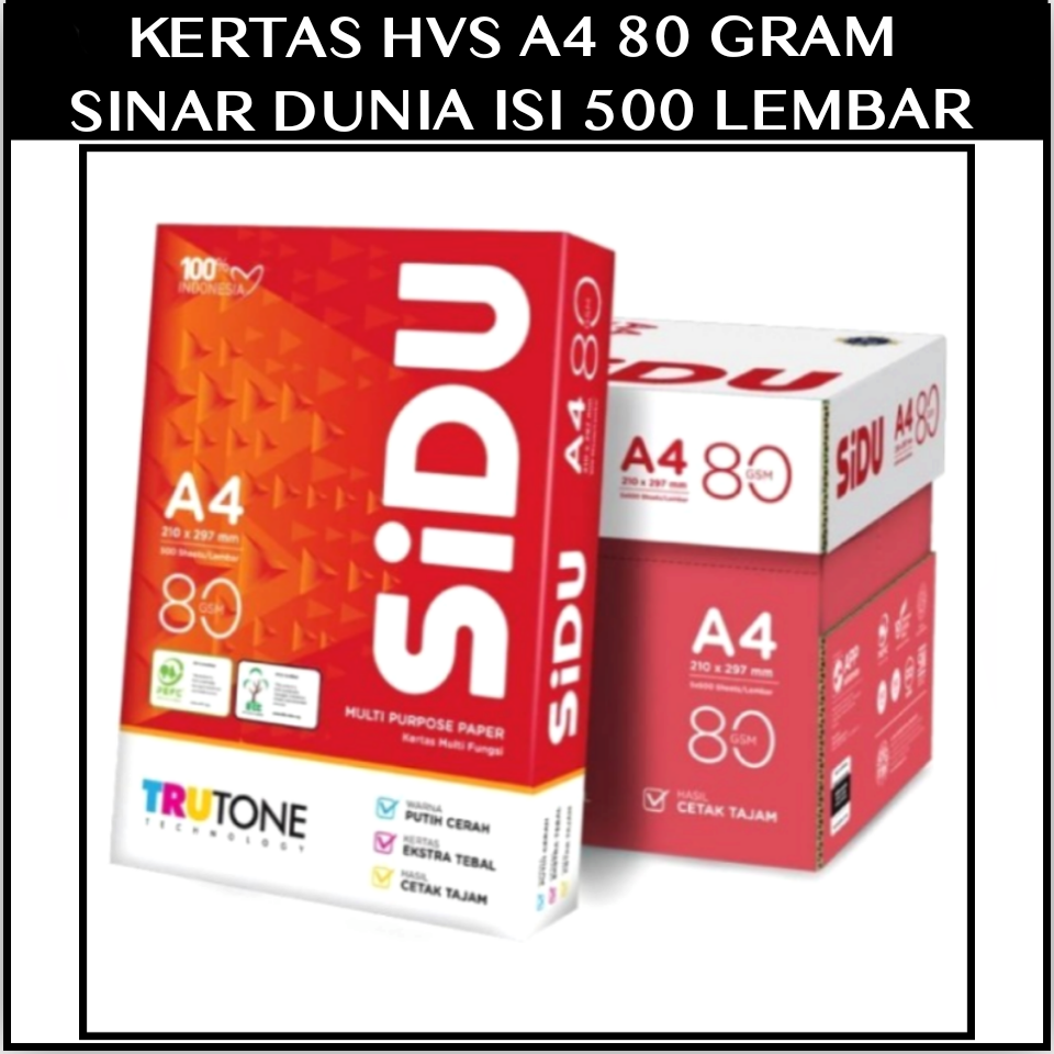 1 Rim Kertas HVS A4 80 Gram SIDU Isi 500 Lembar | Lazada Indonesia