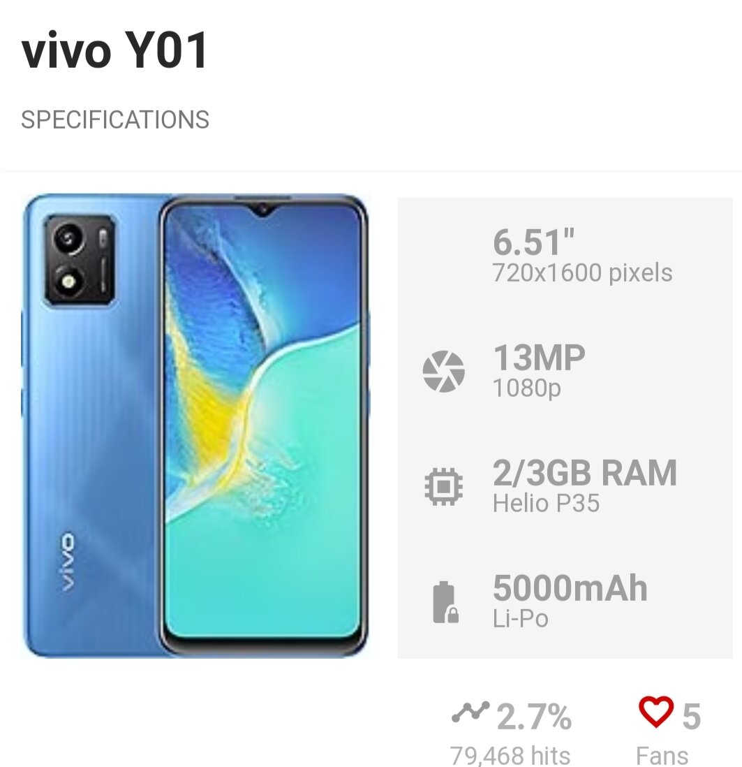 Vivo Y01 new garansi resmi Harga  1,200,000 Ringgit*Penghantaran Percuma