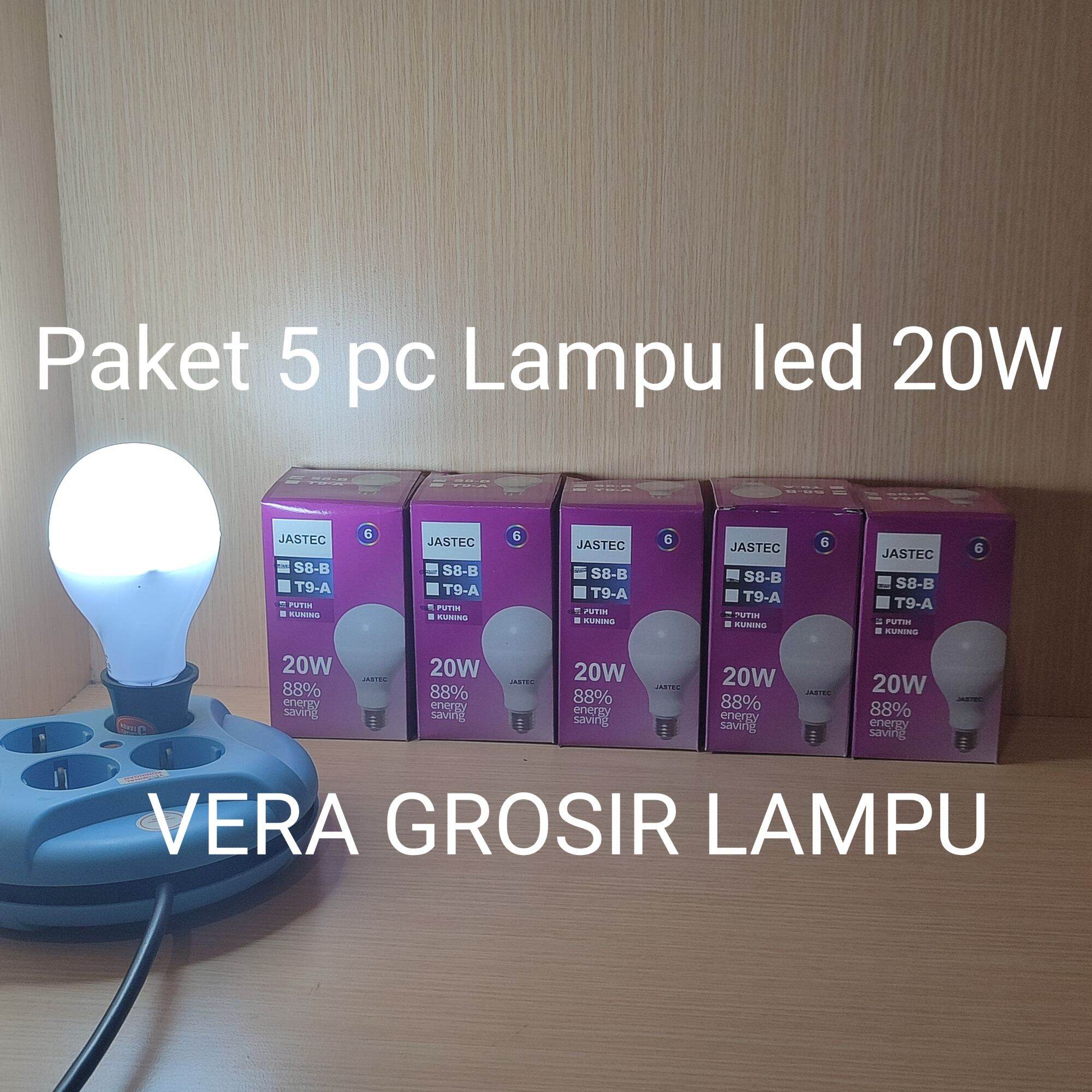 Paket 5 Pc Lampu Led Jastec 20W Bulb S8-B Super Terang E27 | Lazada ...