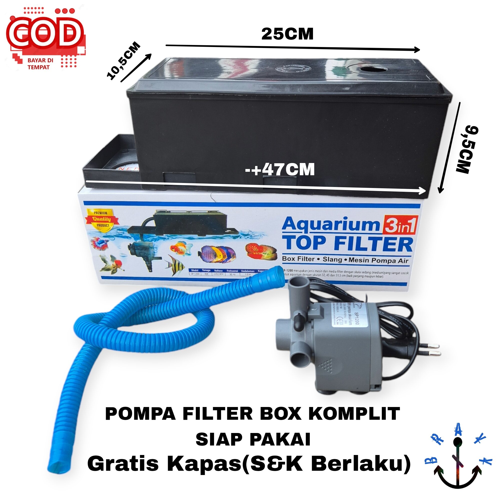 Mesin Pompa Aquarium Top Filter Box Komplit 3 in 1 Tipe SP 1200 Lengkap Gratis Busa BOX SEDANG Harga 43,000 rupiah*Gratis Ongkir