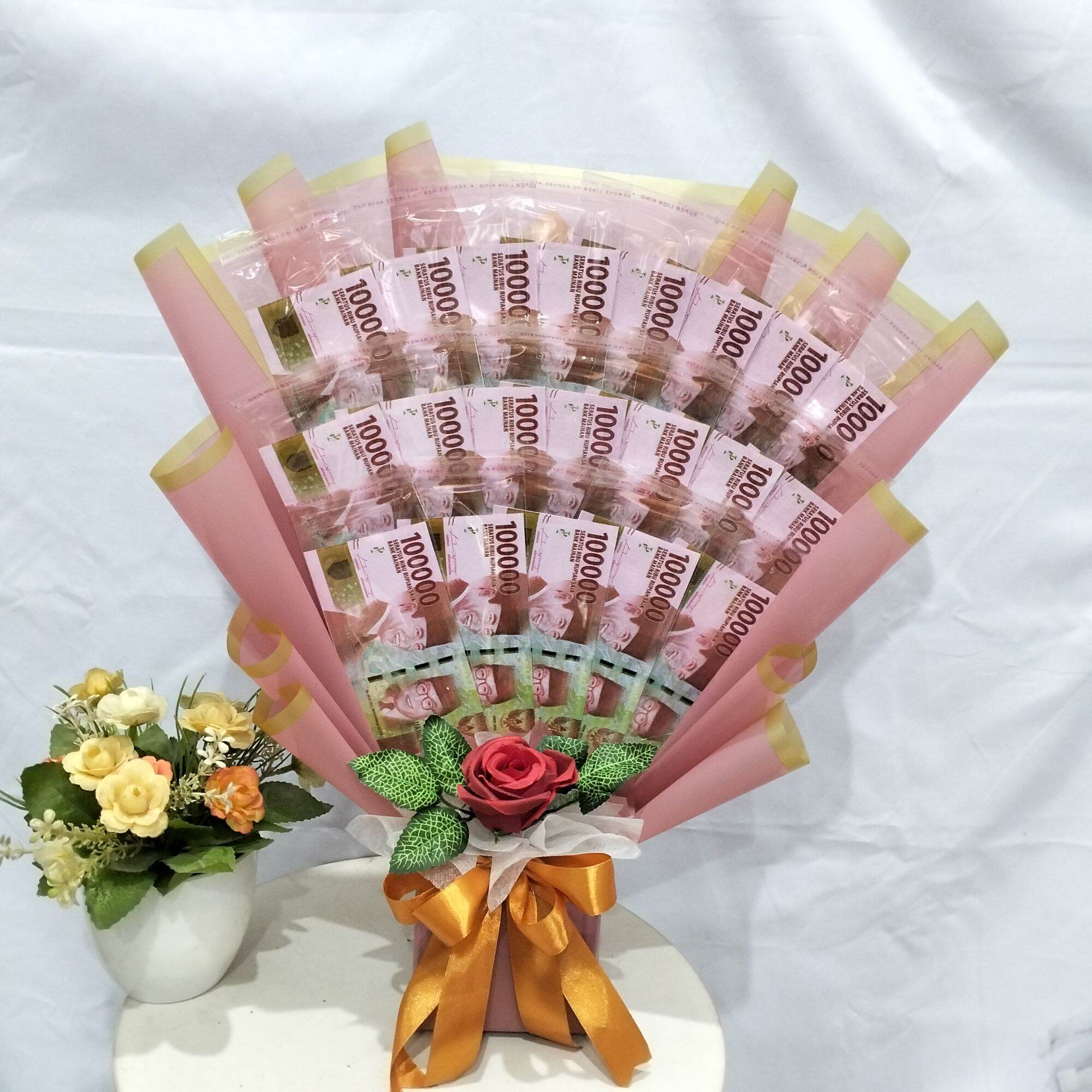 Buket Uang Kosong Isi 20 Lembar Bunga Hias Mawar artifisial/Buket Wisuda Hadiah Ulang Tahun pernikahan…