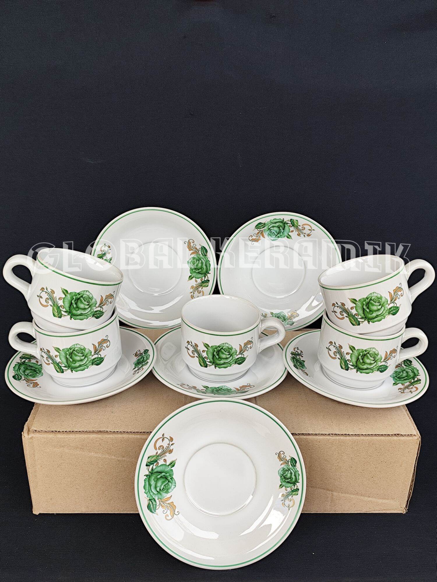 Cangkir set Gelas kopi isi 6 Cangkir + 6 Tatakan cangkir Cafe
