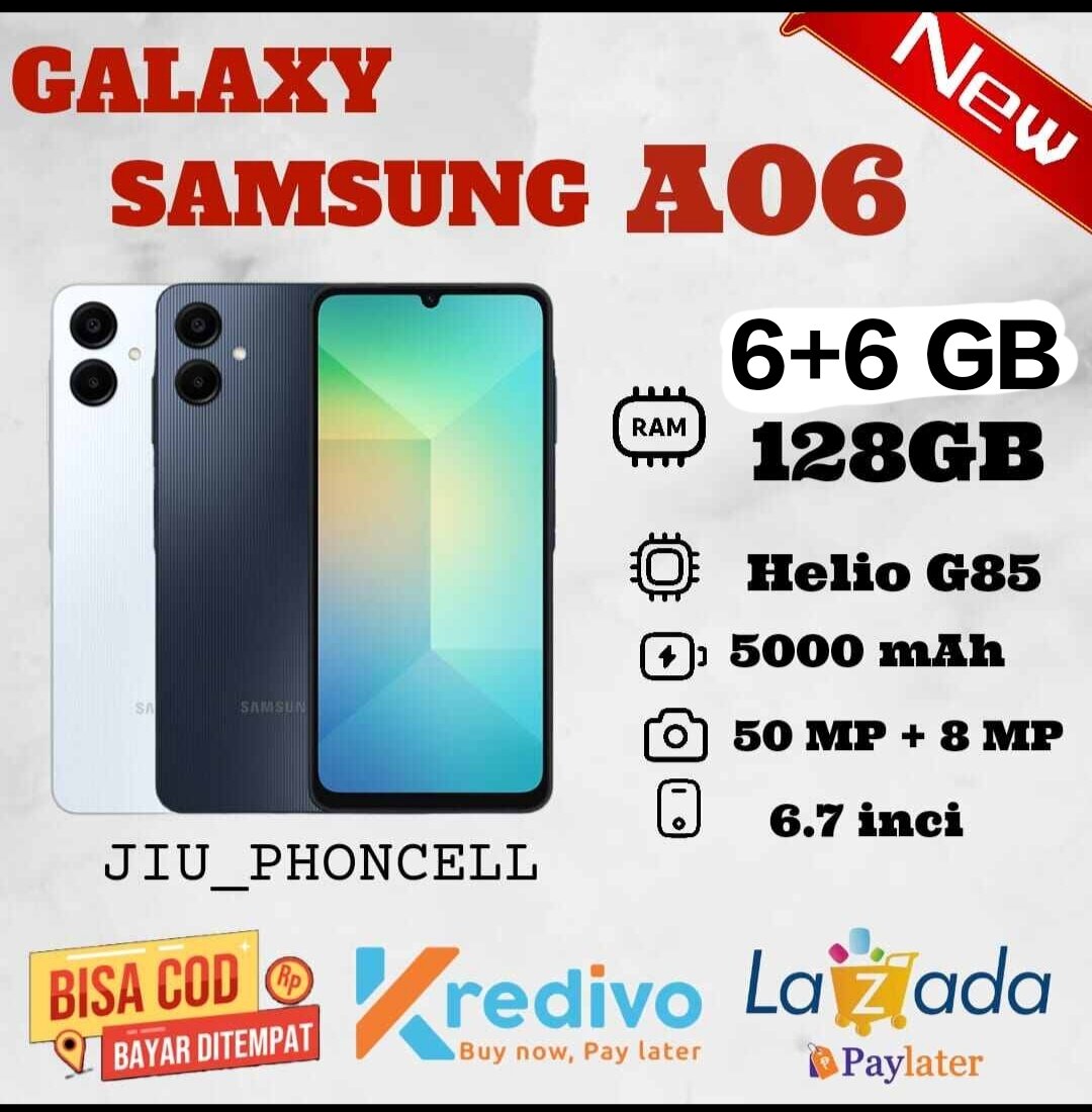 Samsung A06 12+128 Gb (Ram 6+6 Gb) 50 Mp Camera Free Travel Adapter 1 Year Official Warranty 100% Original Harga 1,325,000 rupiah*Gratis Ongkir