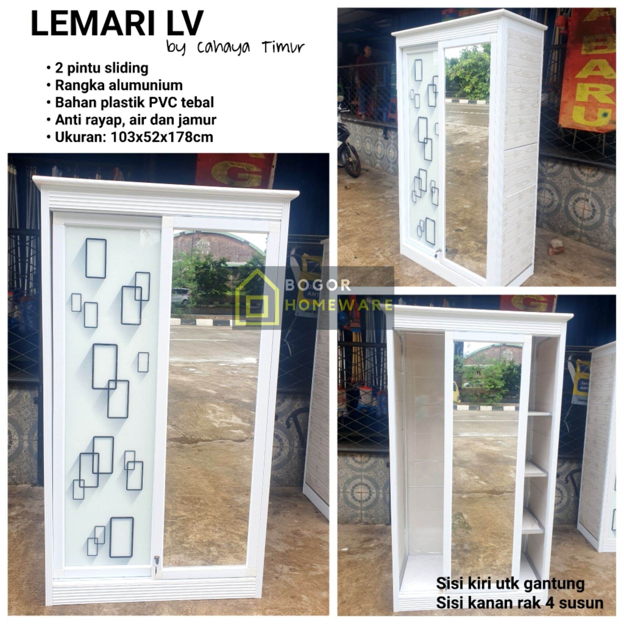 Khusus Bogor Lemari Lv Pintu Sliding Plastik Pvc Rangka Alumunium Lazada Indonesia