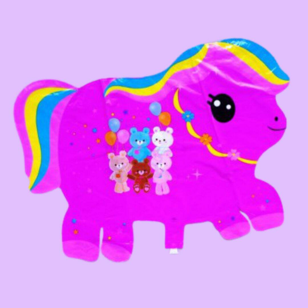 1pack Kuda Poni Pelangi Pink (balon GAS/FOIL/TERBANG/KARAKTER )
