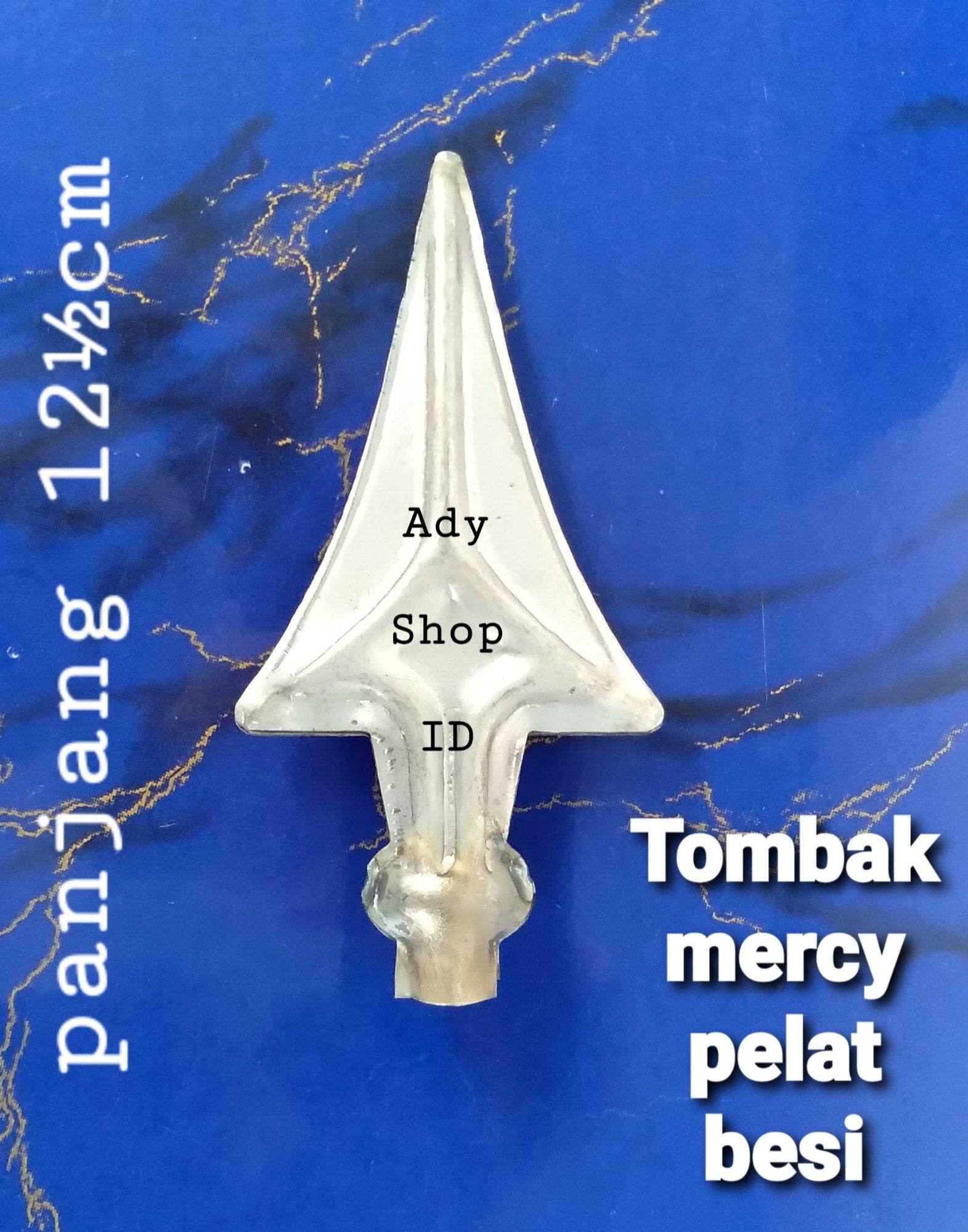 Ornamen pagar besi motif tombak mercy wajik ukuran 6x12½cm bahan pelat