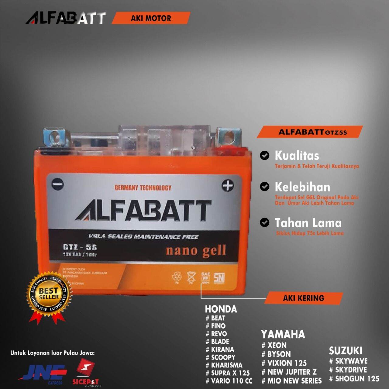 Aki Kering Murah Motor ALFABATT GTZ5S Honda Beat Scoppy Vario Byson Mio