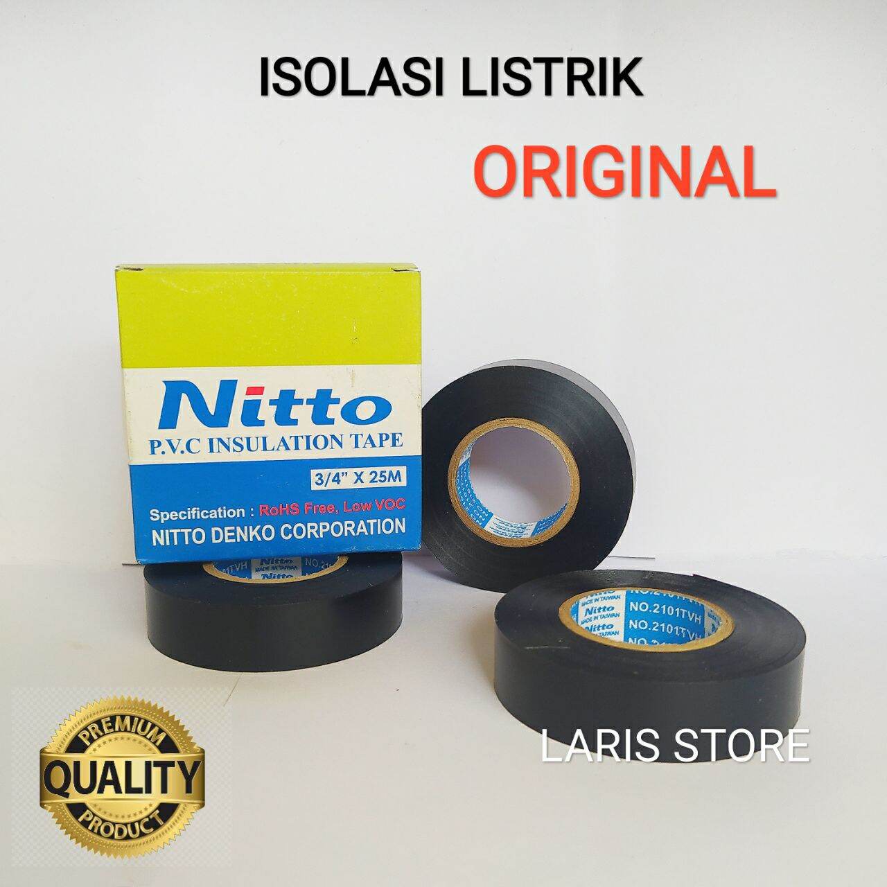 Isolasi Hitam Nitto / Isolasi Kabel Listrik Berkualitas Original 3/4 ...