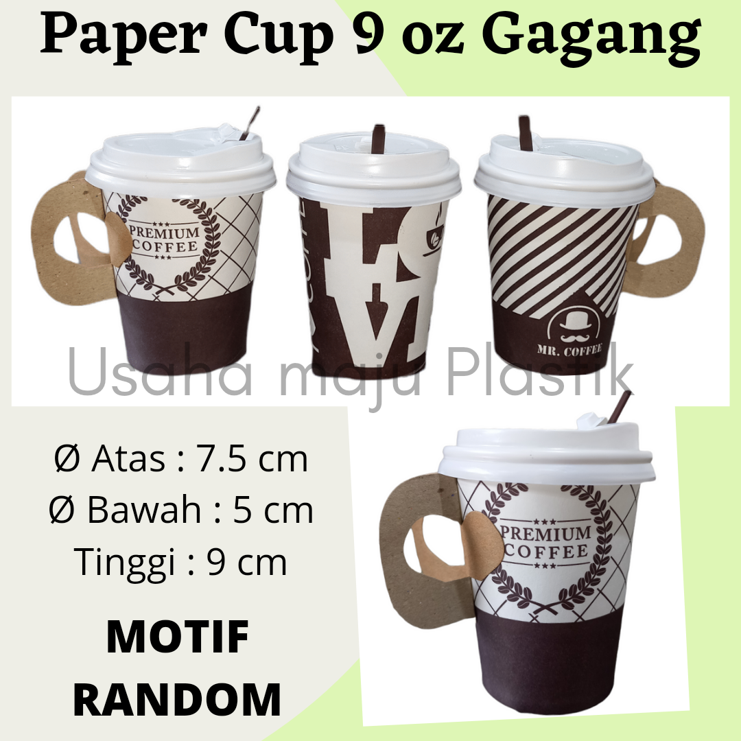 Paper Cup Gagang 9oz / Gelas Kertas Tahan Panas Kopi Handle - 50pcs ...