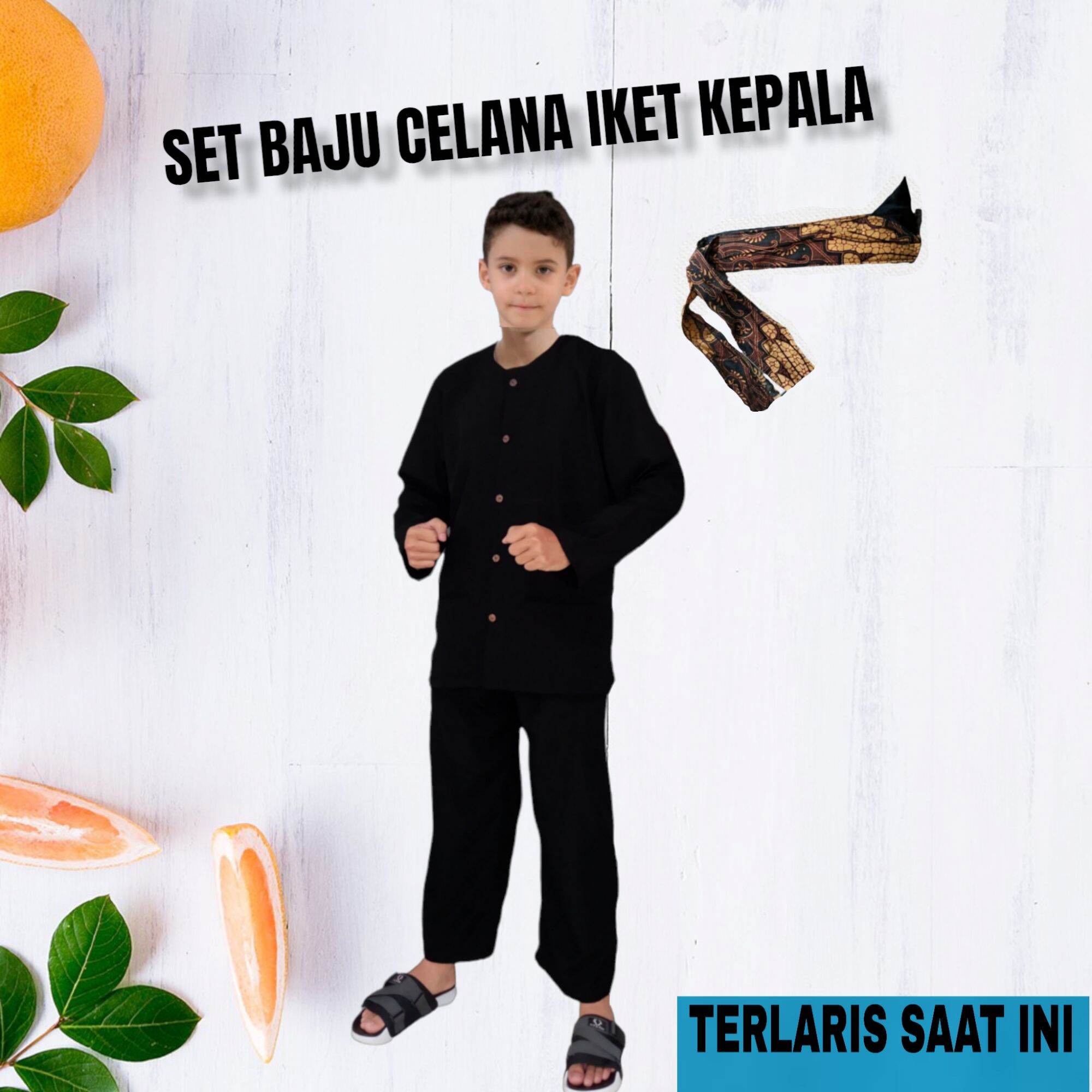 setelan pangsi anak TK SD plus iket kepala/set pangsi anak premium gold