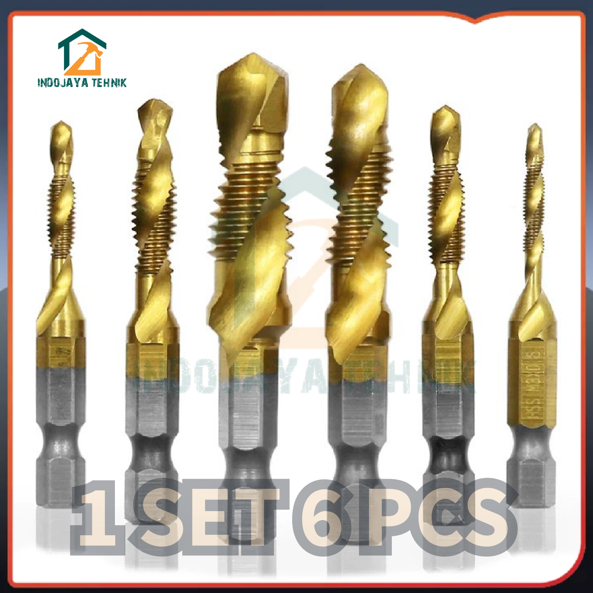 Mata Bor Besi Pembuat Ulir Drat Baut Multifungsi Set 6 Pcs Lengkap M3 M10 Hex Twist Tap Drill