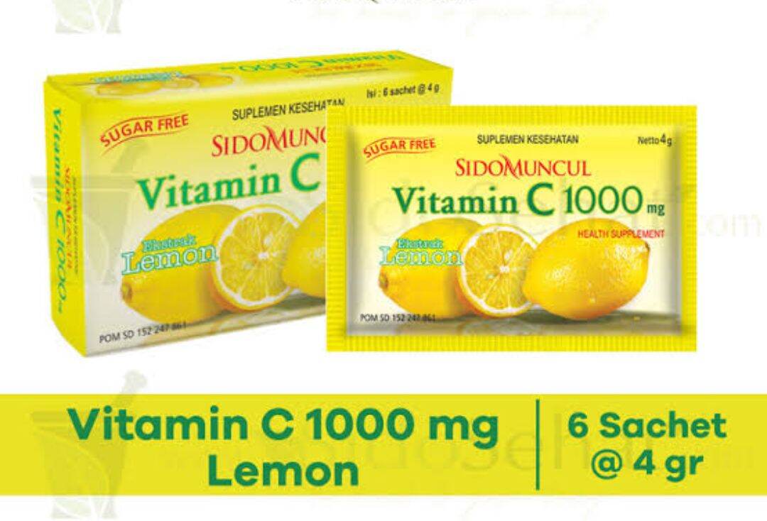 Vitamin C 1000 Lemon Mg Sidomuncul 1 Box 6 Sachet Suplemen Daya Tahan Tubuh Dewasa Anak Lazada Indonesia