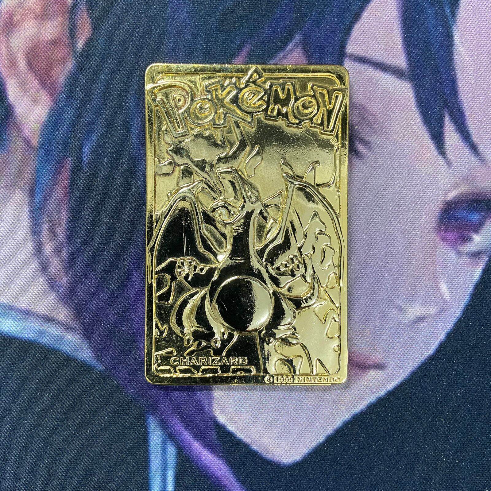 pokemon 23k gold plated trading card charizard Yu-Gi-Oh! GX Elemental Hero Neos 24k Gold Plated Ingot