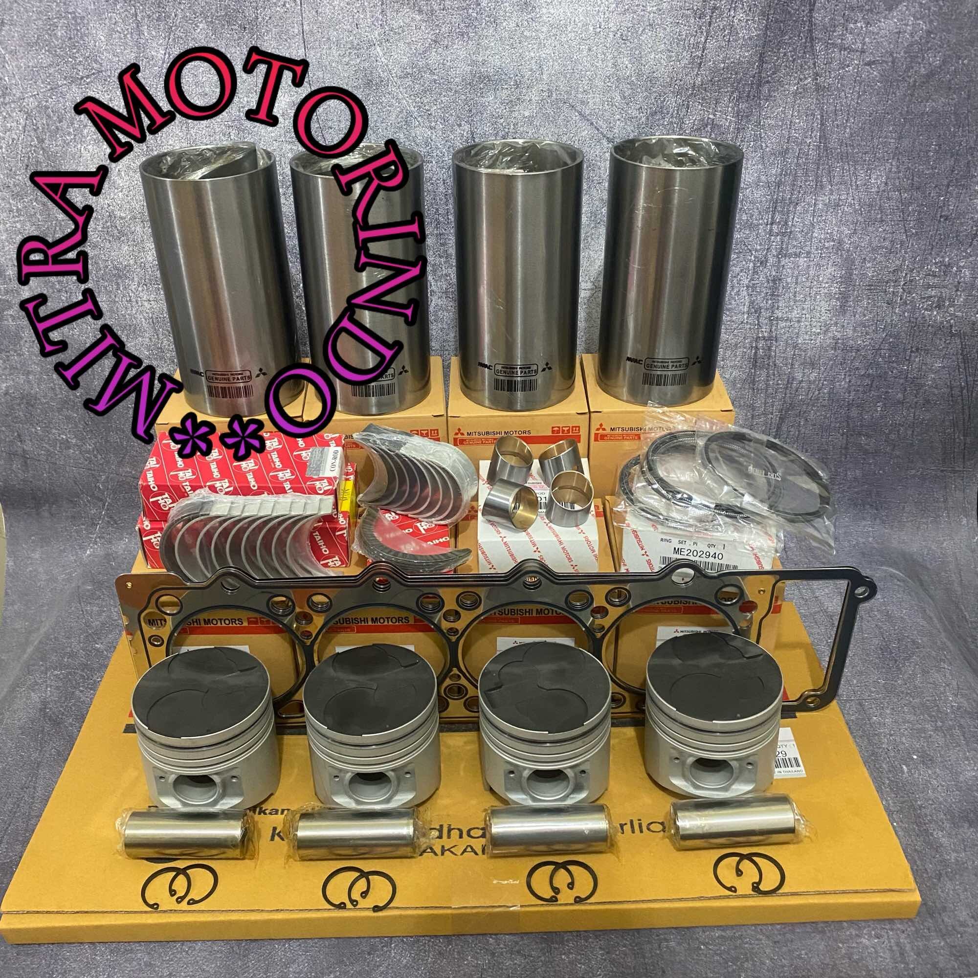 Paket Komplit/Liner Kit Set Paking Set+Liner+Piston+Ring+Bushing Con Rod+Metal Jalan+Metal Duduk+Metal Bulan STD Mitsubishi 4M40 L200 Strada-Triton 2.8cc KB7T/K57T/K77T Harga 5,375,000 rupiah*Gratis Ongkir