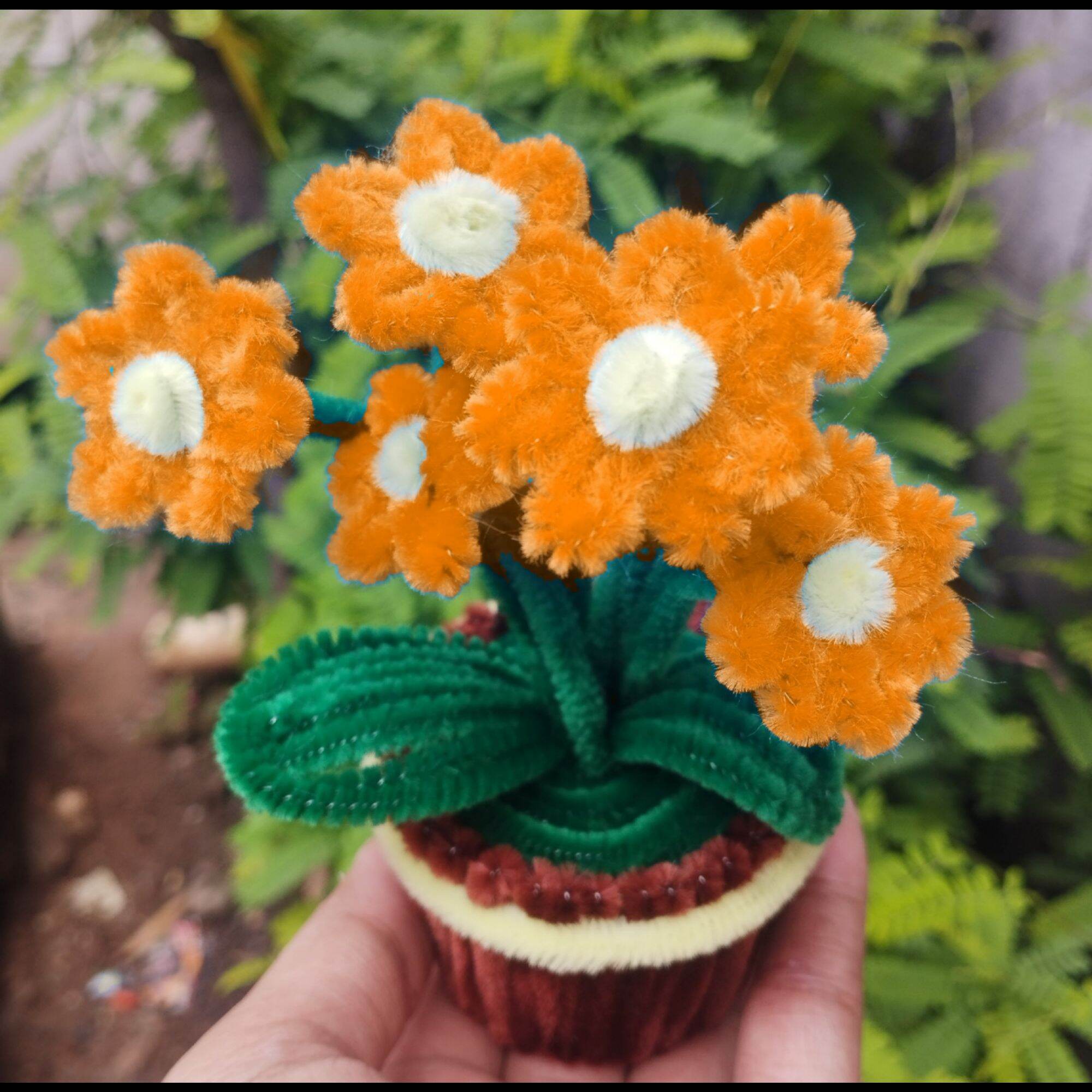 BUNGA POT MINI KAWAT BULU BUNGA DAISY PIPE CLEANER