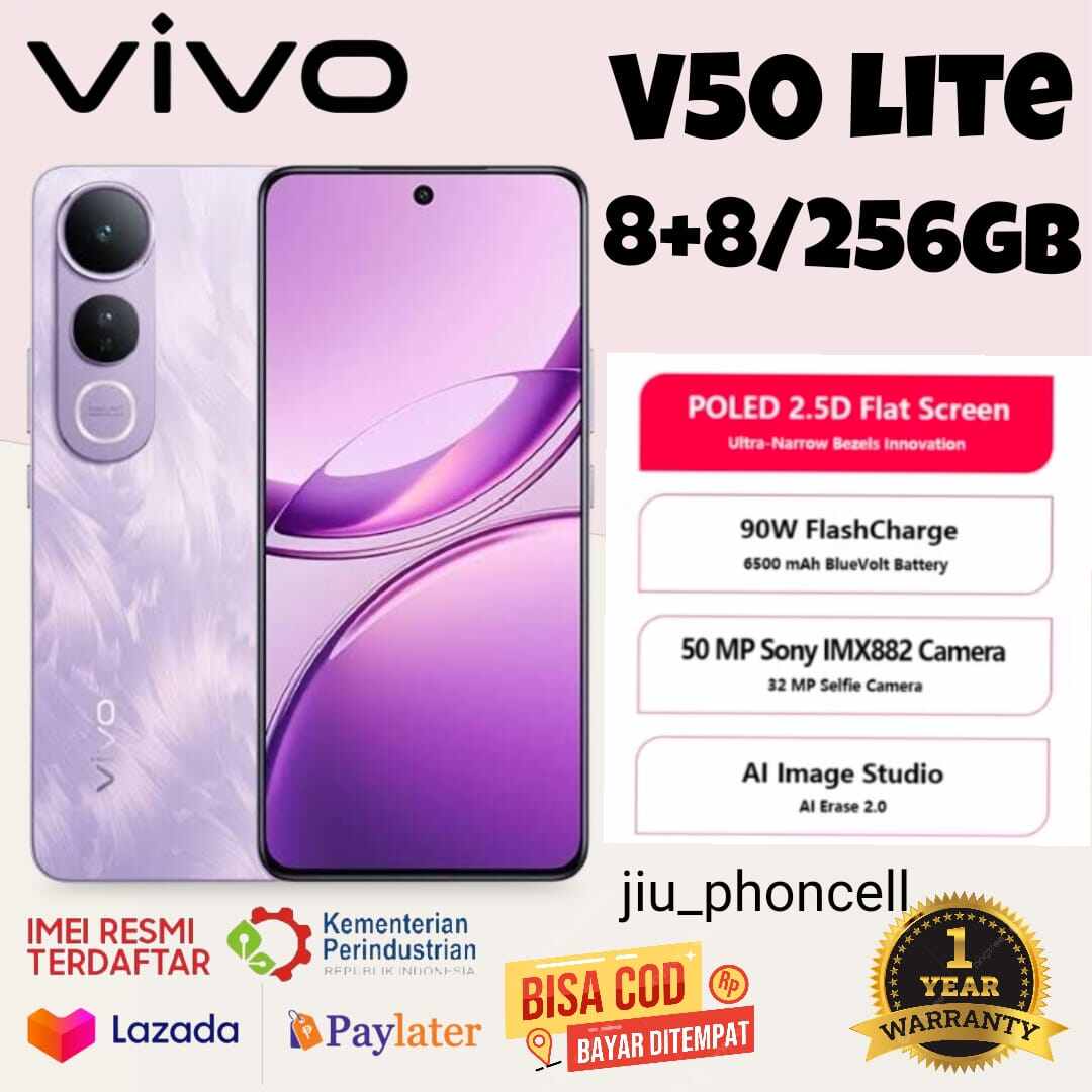 Vivo V50 Lite Nfc 8+8/ 256 Gb Nfc Snapdragon 685 1 Year Warranty Harga  3,395,000 Ringgit*Penghantaran Percuma