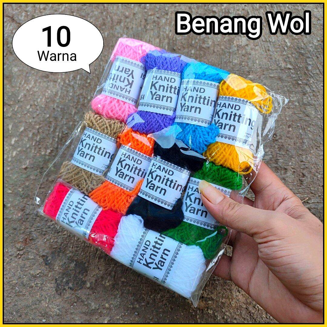 1 Bungkus Benang Wol isi 10 Warna ( WARNA CERAH )