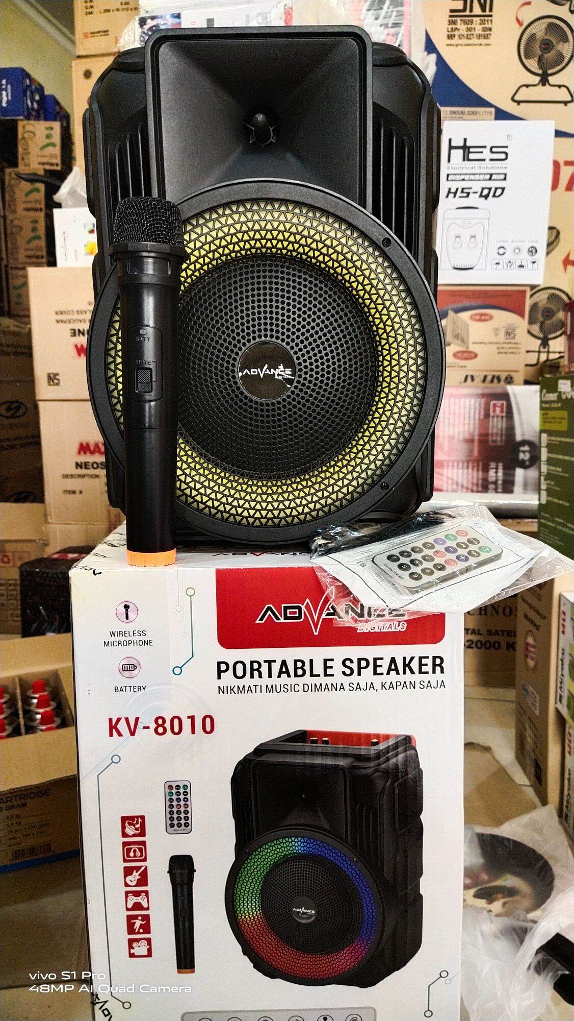 speaker jumbo duo power advance kv8010 free mic wireless + remote