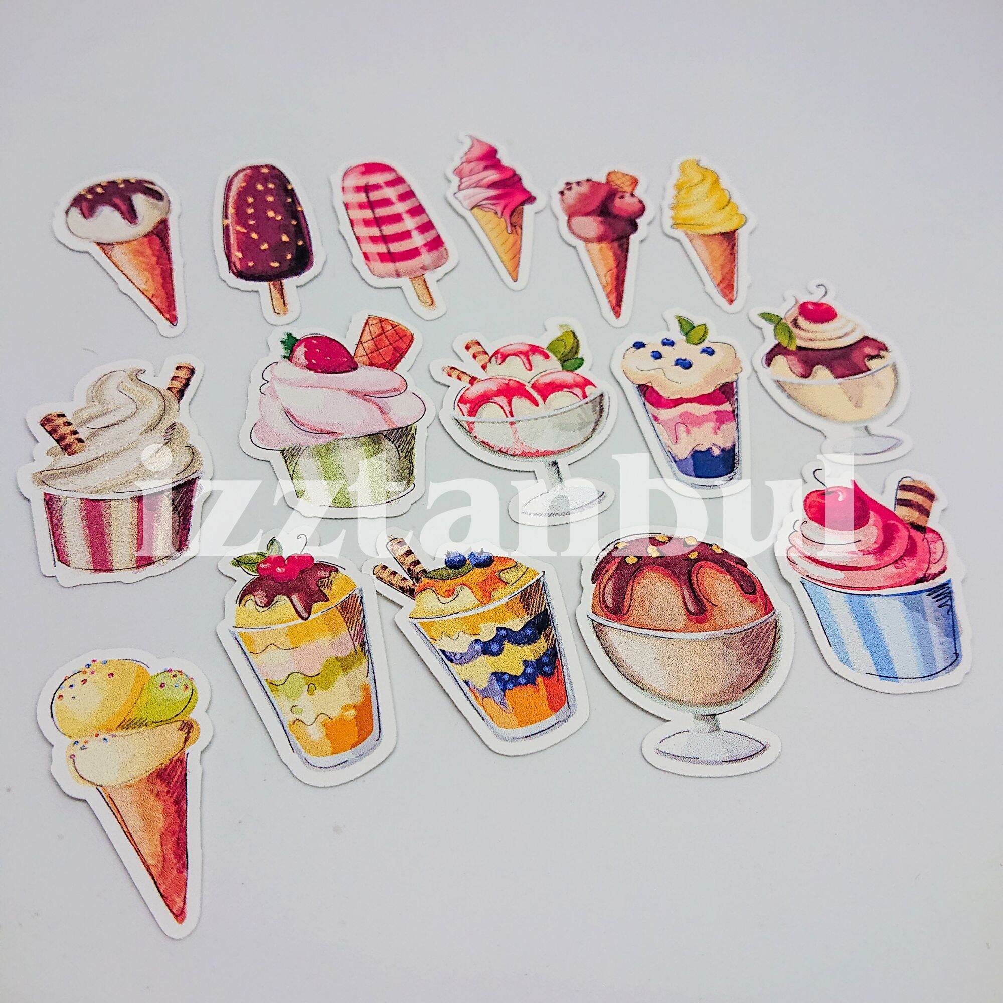 16 Buah - Sticker Ice Cream / Stiker Es Krim Lucu Aesthetic | Lazada